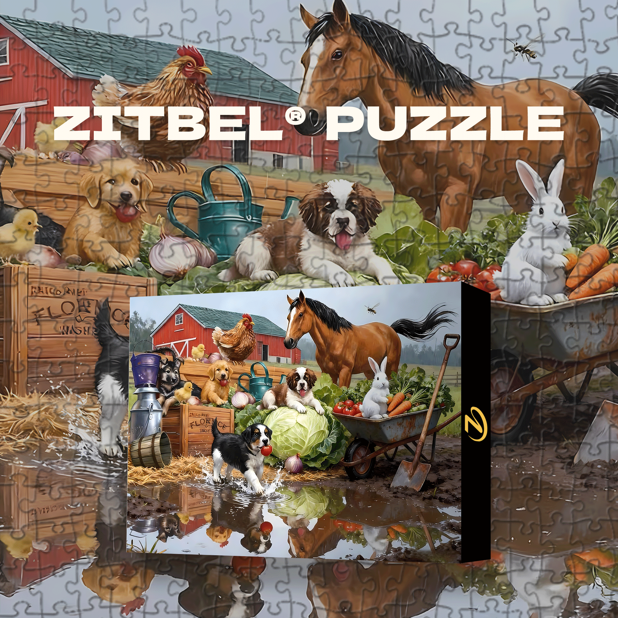 Farm Animal & Tractor Barn Scene 500pcs/1000pcs Jigsaw Puzzle, Scratch-Resistant, Interactive Family Game & Brain-Boosting DIY Decor, Perfect for Halloween, Christmas & New Year Gifts, Family Puzzle Game