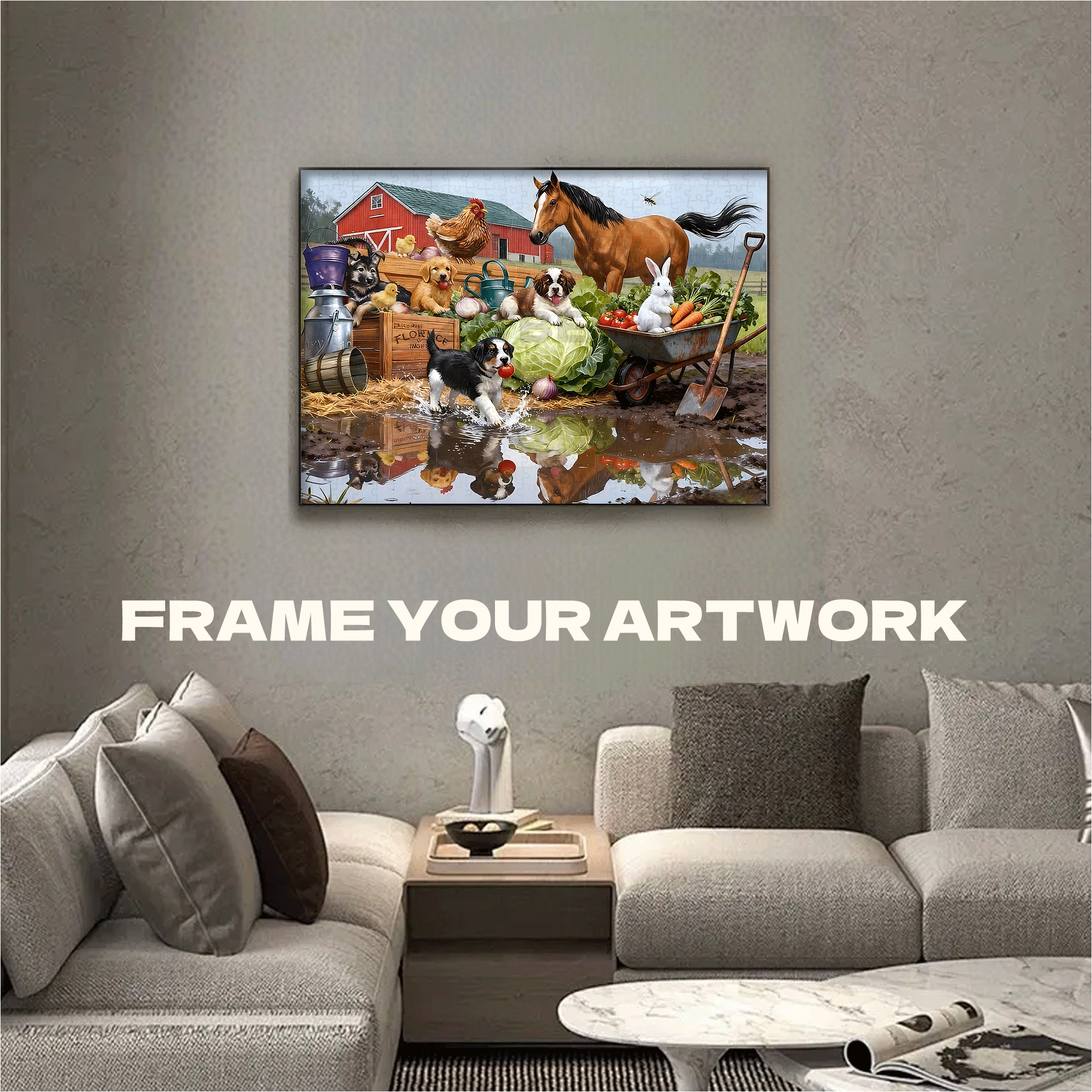 Farm Animal & Tractor Barn Scene 500pcs/1000pcs Jigsaw Puzzle, Scratch-Resistant, Interactive Family Game & Brain-Boosting DIY Decor, Perfect for Halloween, Christmas & New Year Gifts, Family Puzzle Game
