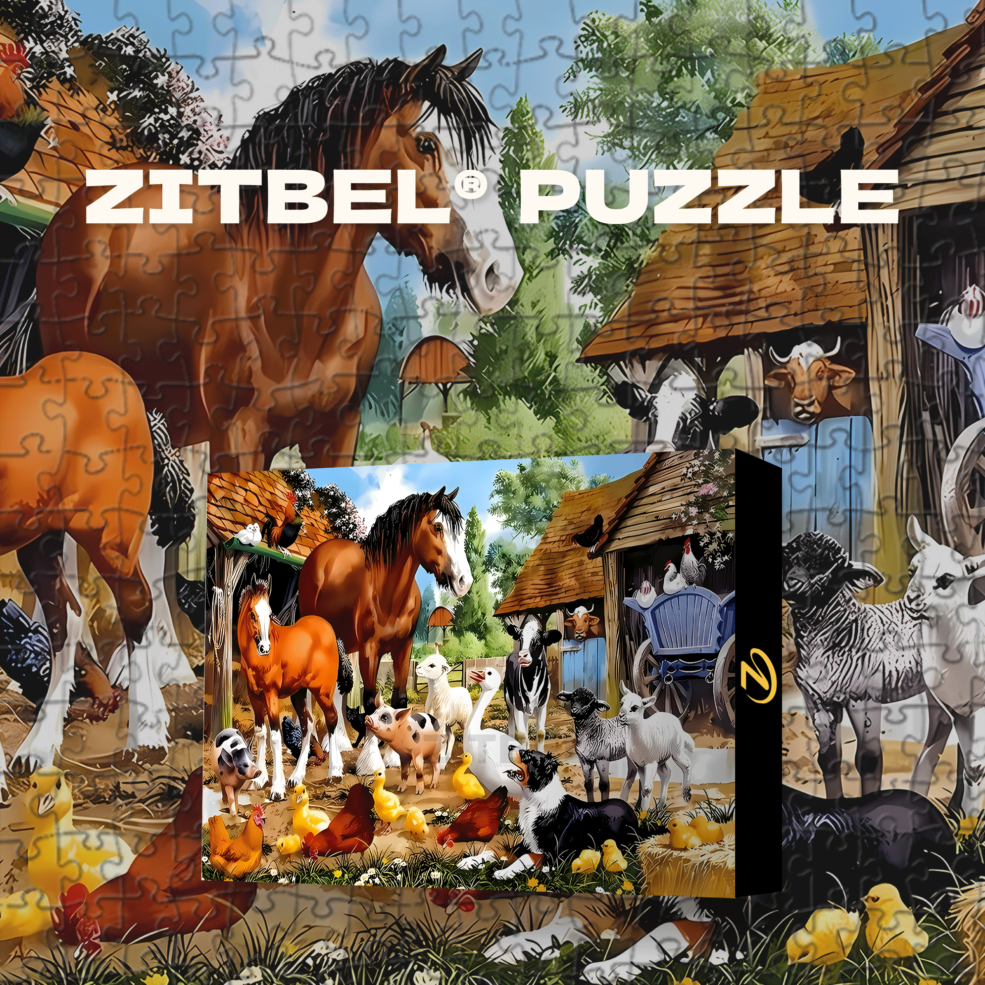 Farm Animal 500pcs/1000pcs Jigsaw Puzzle, Scratch-Resistant, Interactive Family Game & Brain-Boosting DIY Decor, Perfect for Halloween, Christmas & New Year Gifts, Family Puzzle Game