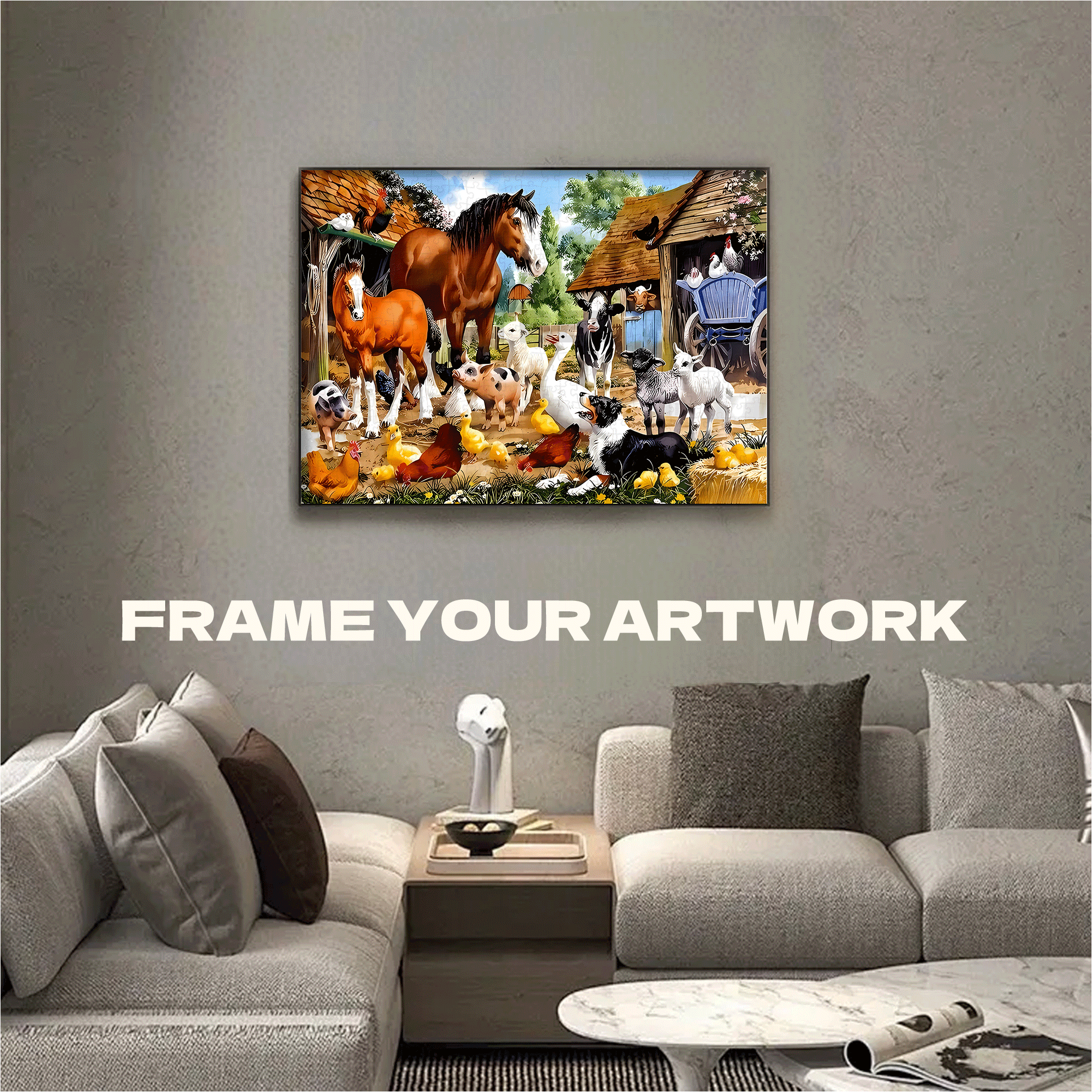 Farm Animal 500pcs/1000pcs Jigsaw Puzzle, Scratch-Resistant, Interactive Family Game & Brain-Boosting DIY Decor, Perfect for Halloween, Christmas & New Year Gifts, Family Puzzle Game