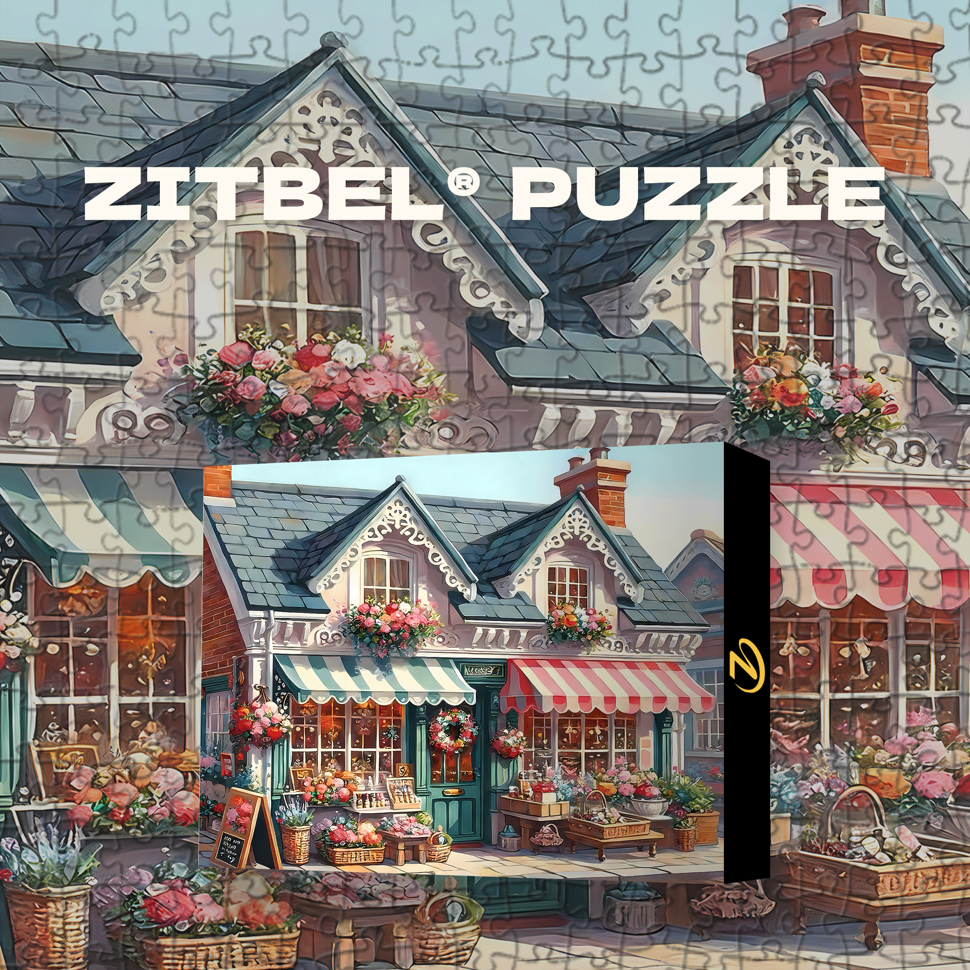 Flower Shop Facade 500pcs/1000pcs Jigsaw Puzzle, Scratch-Resistant, Interactive Family Game & Brain-Boosting DIY Decor, Perfect for Halloween, Christmas & New Year Gifts, Family Puzzle Game