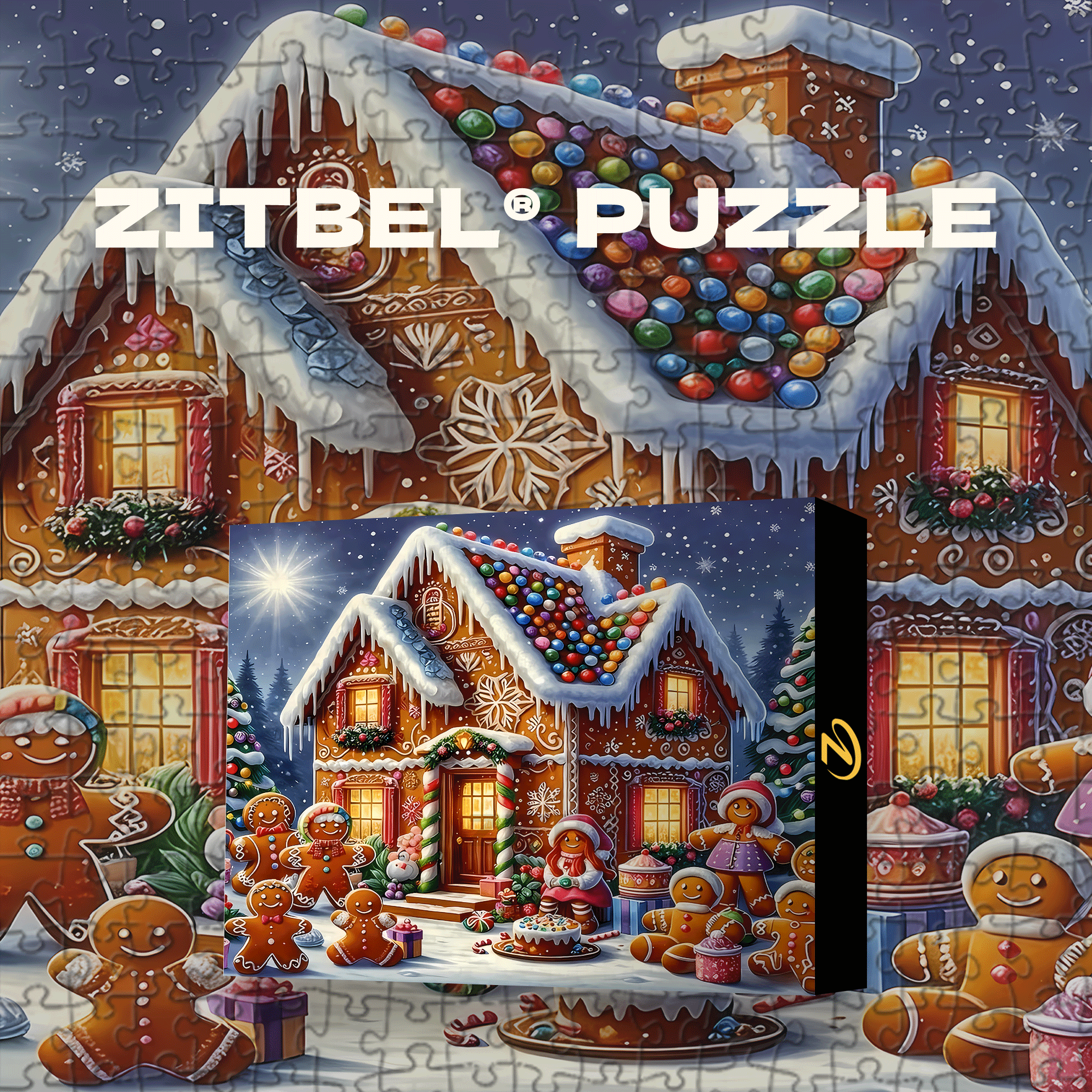 Gingerbread house Scene 500pcs/1000pcs Jigsaw Puzzle, Scratch-Resistant, Interactive Family Game & Brain-Boosting DIY Decor, Perfect for Halloween, Christmas & New Year Gifts, Family Puzzle Game