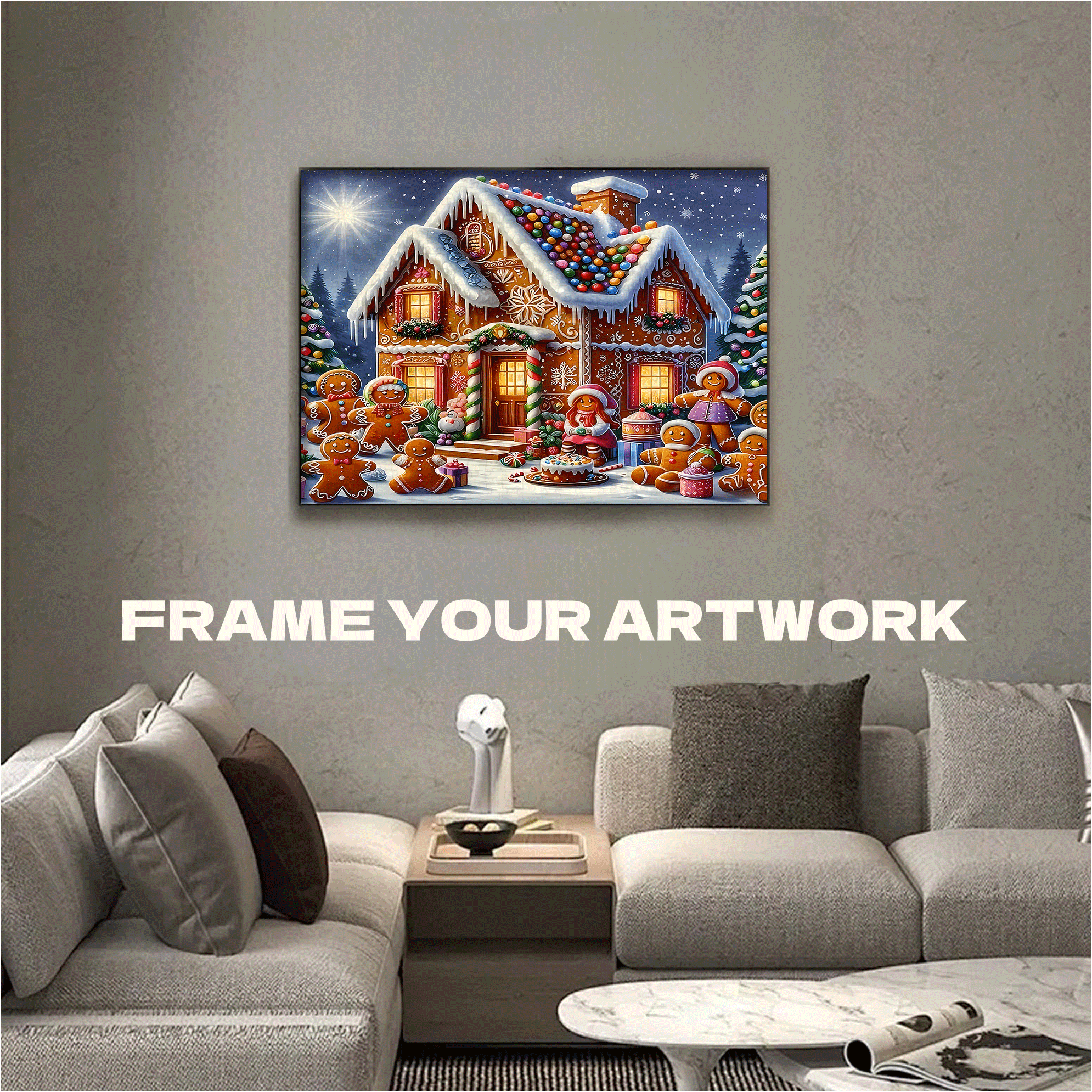Gingerbread house Scene 500pcs/1000pcs Jigsaw Puzzle, Scratch-Resistant, Interactive Family Game & Brain-Boosting DIY Decor, Perfect for Halloween, Christmas & New Year Gifts, Family Puzzle Game