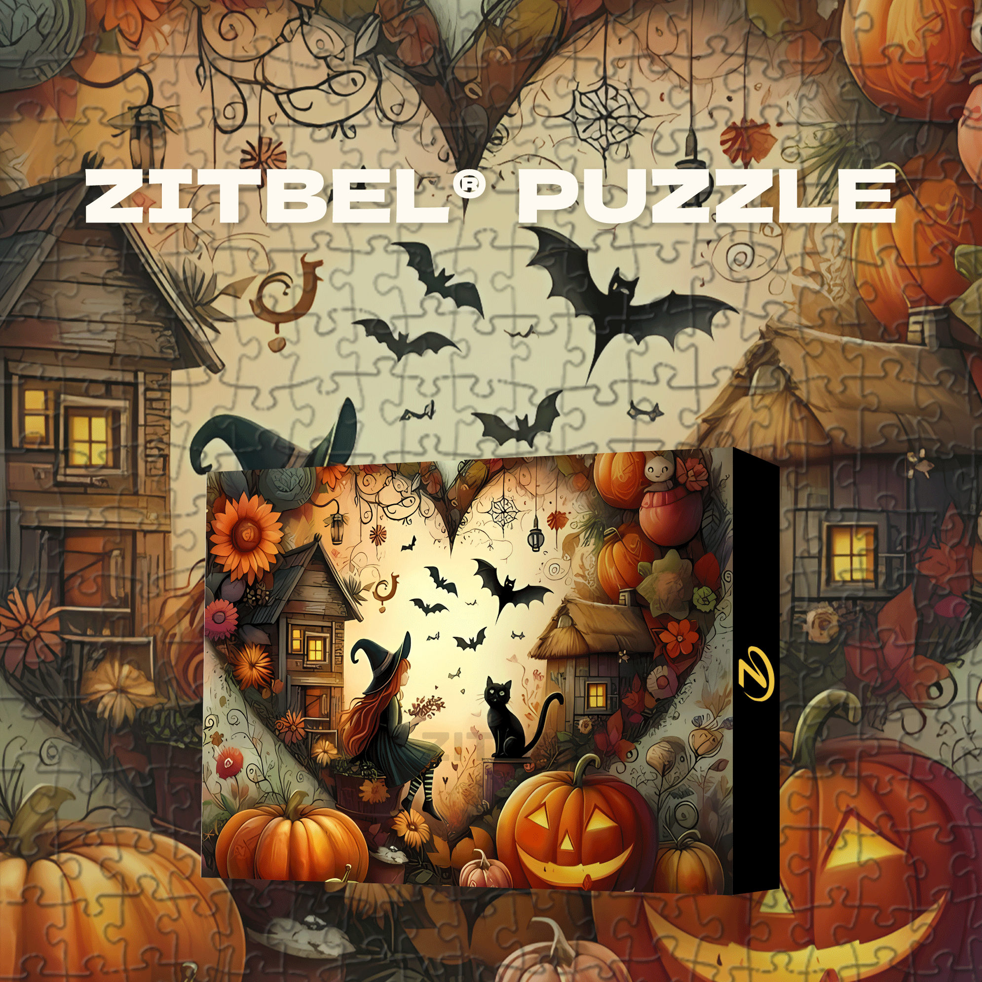 Halloween Witch Heart 500pcs/1000pcs Jigsaw Puzzle, Scratch-Resistant, Interactive Family Game & Brain-Boosting DIY Decor, Perfect for Halloween, Christmas & New Year Gifts, Family Puzzle Game