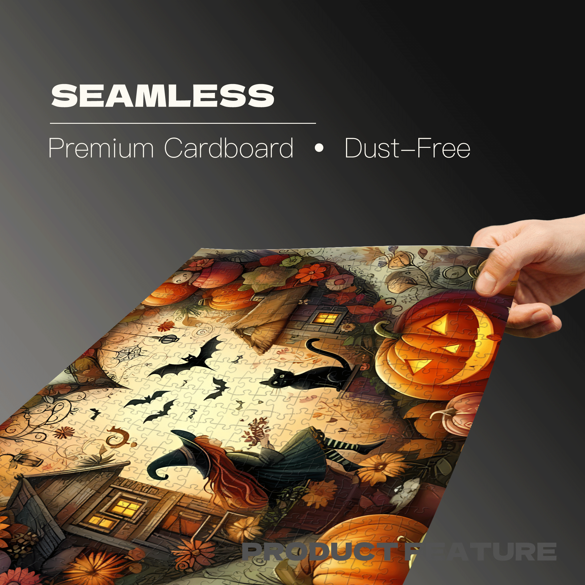 Halloween Witch Heart 500pcs/1000pcs Jigsaw Puzzle, Scratch-Resistant, Interactive Family Game & Brain-Boosting DIY Decor, Perfect for Halloween, Christmas & New Year Gifts, Family Puzzle Game