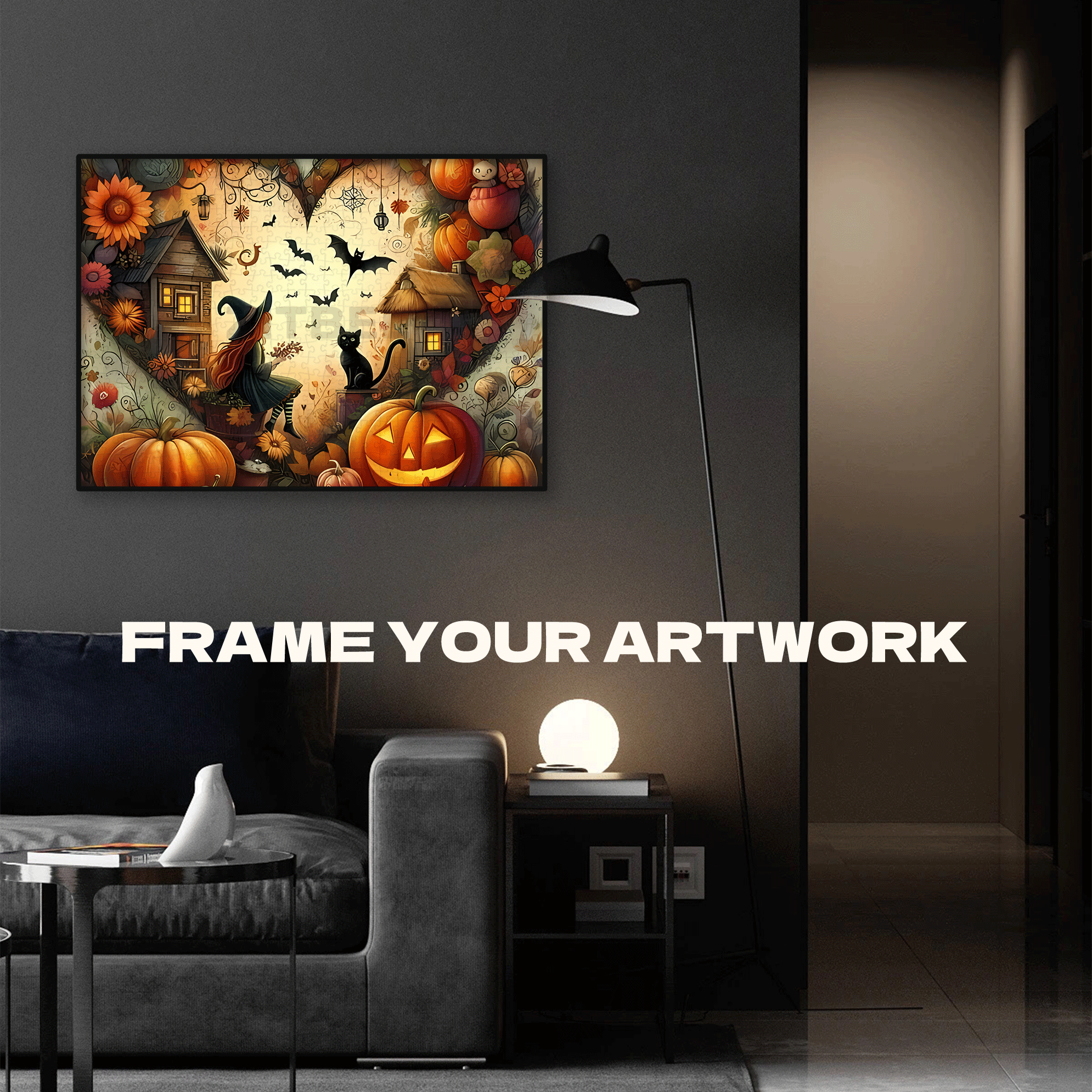 Halloween Witch Heart 500pcs/1000pcs Jigsaw Puzzle, Scratch-Resistant, Interactive Family Game & Brain-Boosting DIY Decor, Perfect for Halloween, Christmas & New Year Gifts, Family Puzzle Game