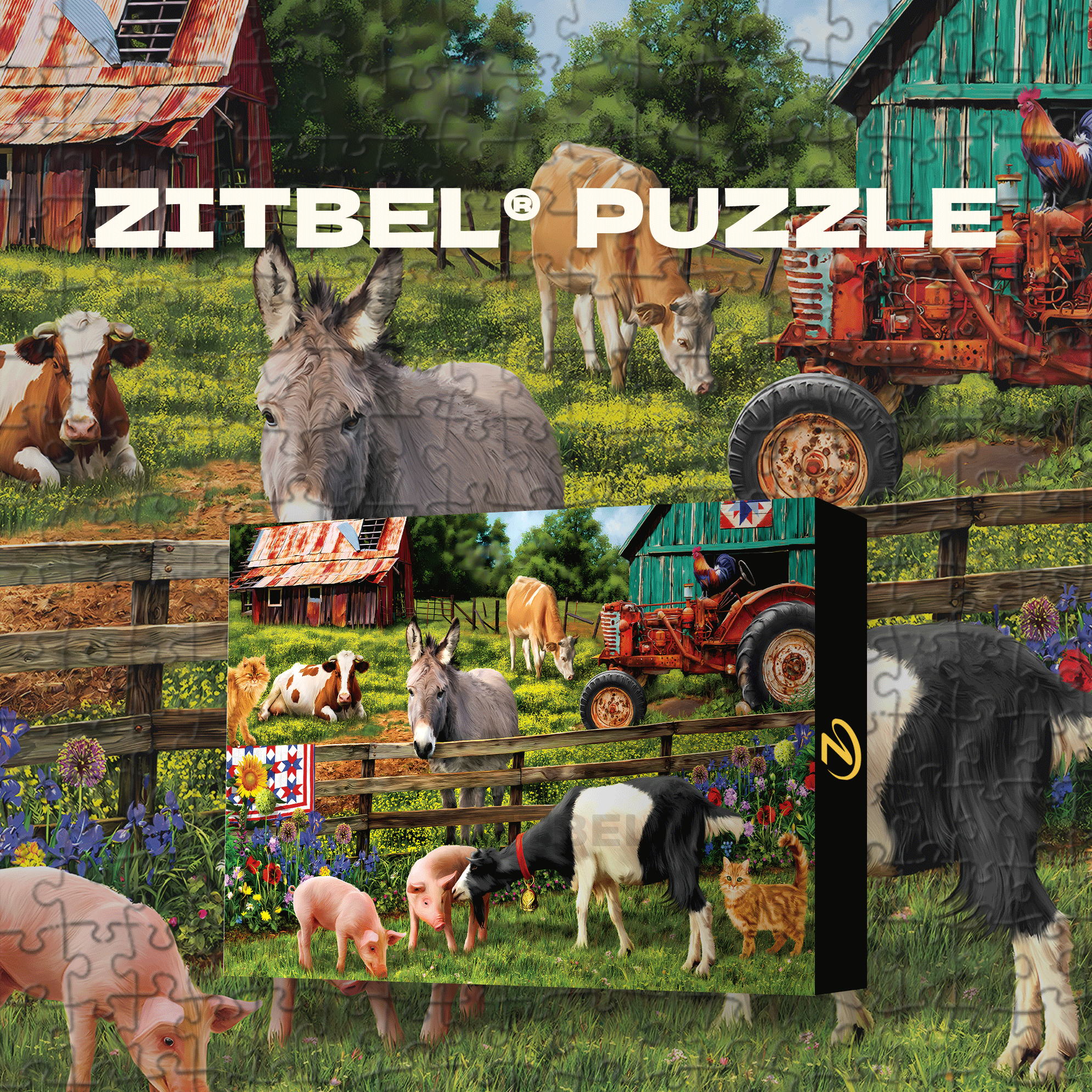 Hard & Fun Country Farmhouse 500pcs/1000pcs Jigsaw Puzzle, Scratch-Resistant, Interactive Family Game & Brain-Boosting DIY Decor, Perfect for Halloween, Christmas & New Year Gifts, Family Puzzle Game