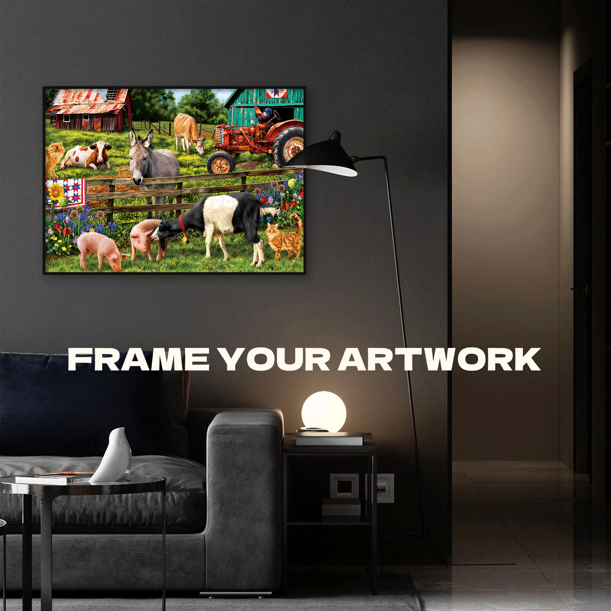 Hard & Fun Country Farmhouse 500pcs/1000pcs Jigsaw Puzzle, Scratch-Resistant, Interactive Family Game & Brain-Boosting DIY Decor, Perfect for Halloween, Christmas & New Year Gifts, Family Puzzle Game