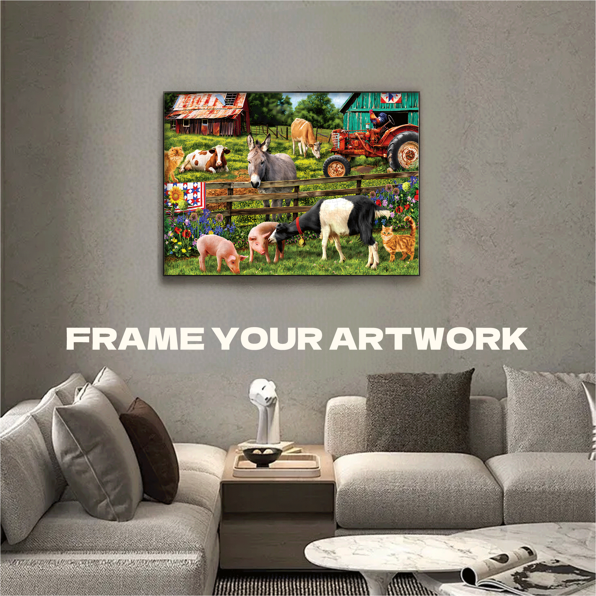 Hard & Fun Country Farmhouse 500pcs/1000pcs Jigsaw Puzzle, Scratch-Resistant, Interactive Family Game & Brain-Boosting DIY Decor, Perfect for Halloween, Christmas & New Year Gifts, Family Puzzle Game