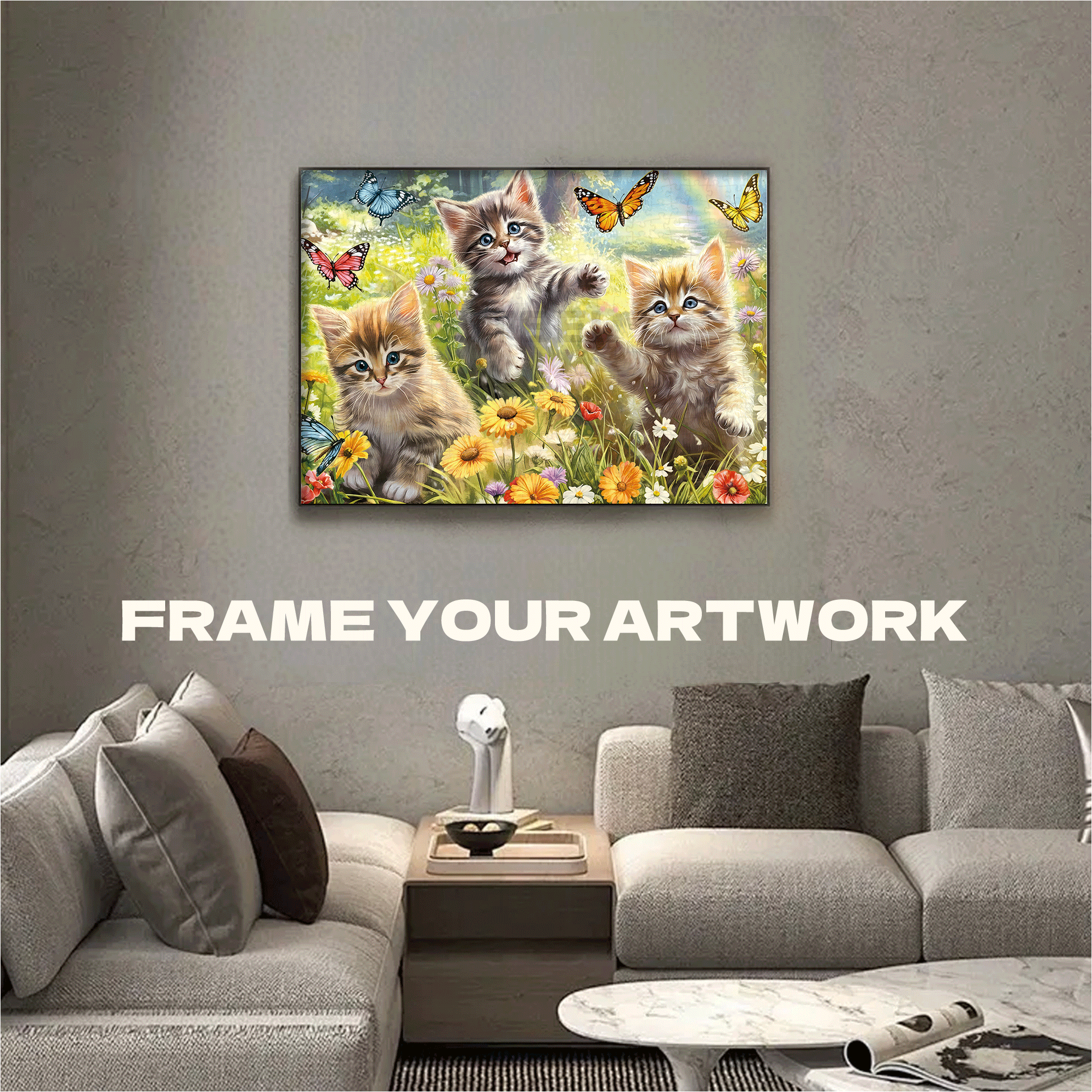Kittens in The Meadow 500pcs/1000pcs Jigsaw Puzzle, Scratch-Resistant, Interactive Family Game & Brain-Boosting DIY Decor, Perfect for Halloween, Christmas & New Year Gifts, Family Puzzle Game