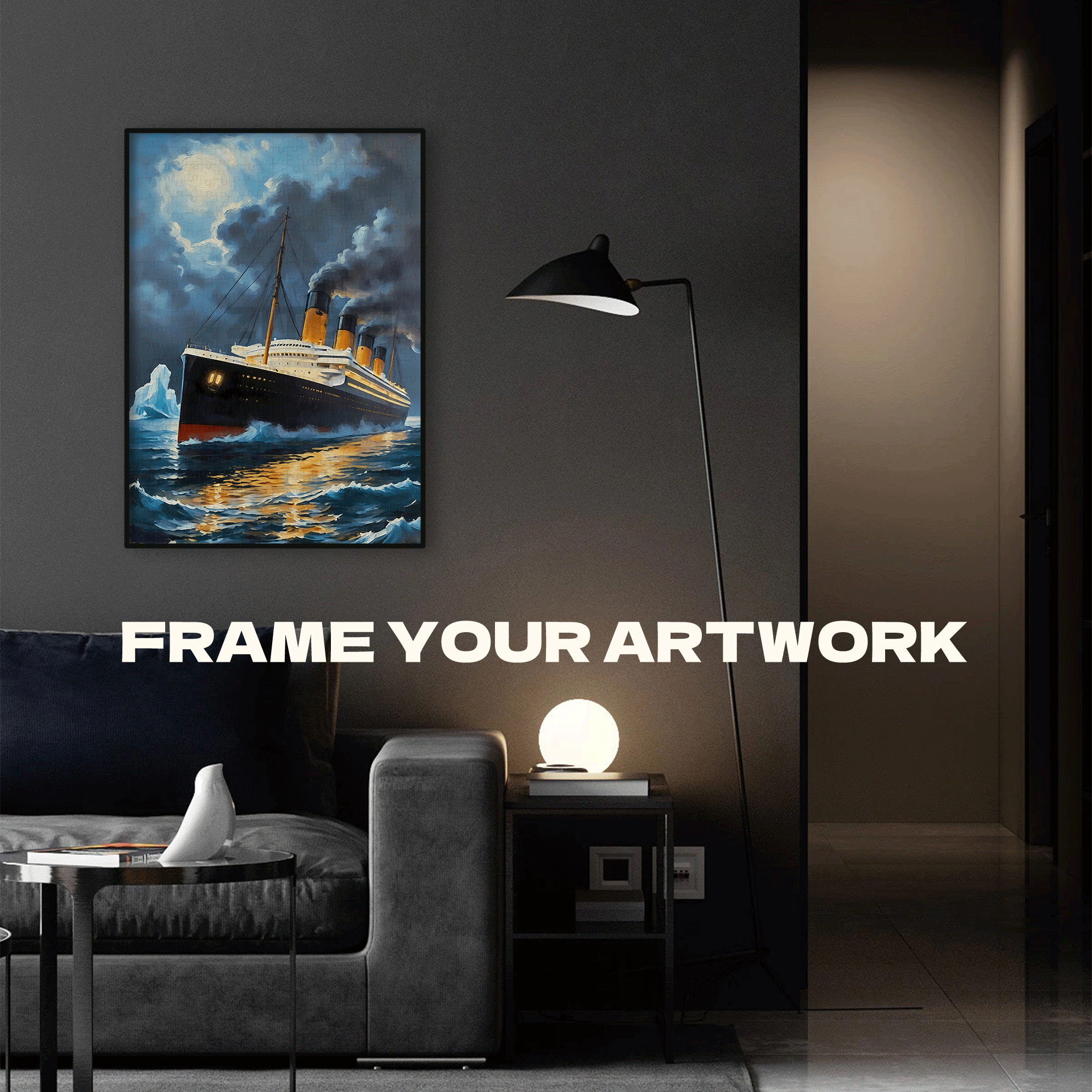 A Titanic Ocean 500pcs/1000pcs Jigsaw Puzzle, Scratch-Resistant, Interactive Family Game & Brain-Boosting DIY Decor, Perfect for Halloween, Christmas & New Year Gifts, Family Puzzle Game