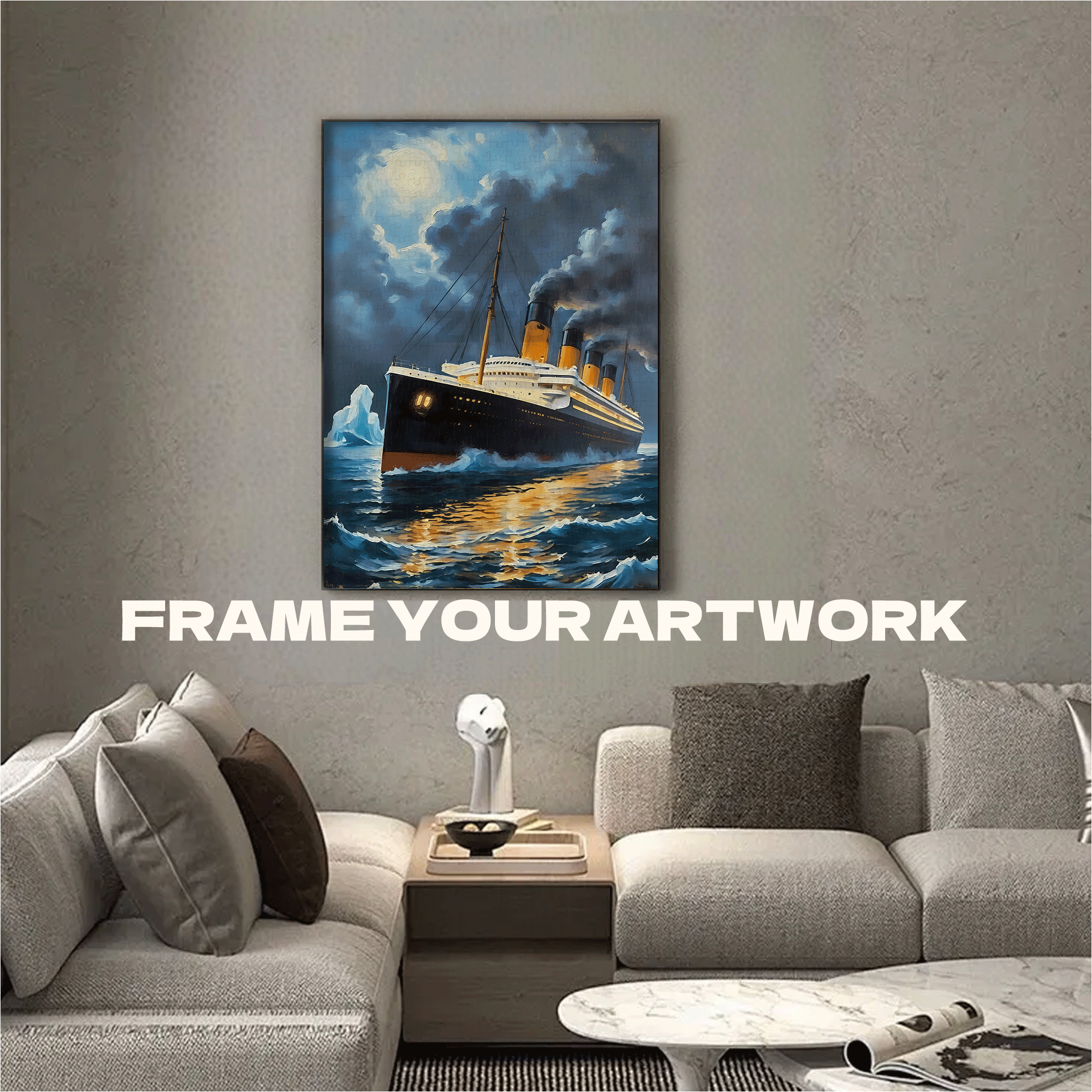 A Titanic Ocean 500pcs/1000pcs Jigsaw Puzzle, Scratch-Resistant, Interactive Family Game & Brain-Boosting DIY Decor, Perfect for Halloween, Christmas & New Year Gifts, Family Puzzle Game