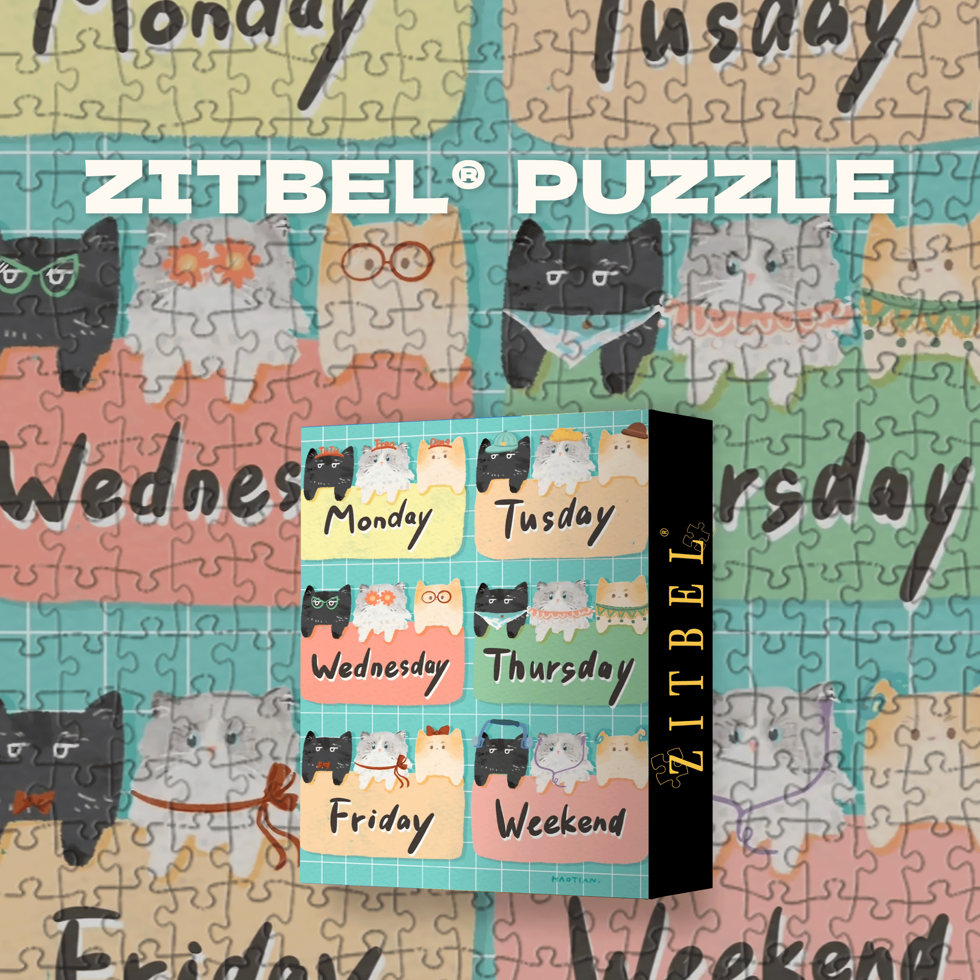 A Week 500pcs/1000pcs Jigsaw Puzzle, Scratch-Resistant, Interactive Family Game & Brain-Boosting DIY Decor, Perfect for Halloween, Christmas & New Year Gifts, Family Puzzle Game