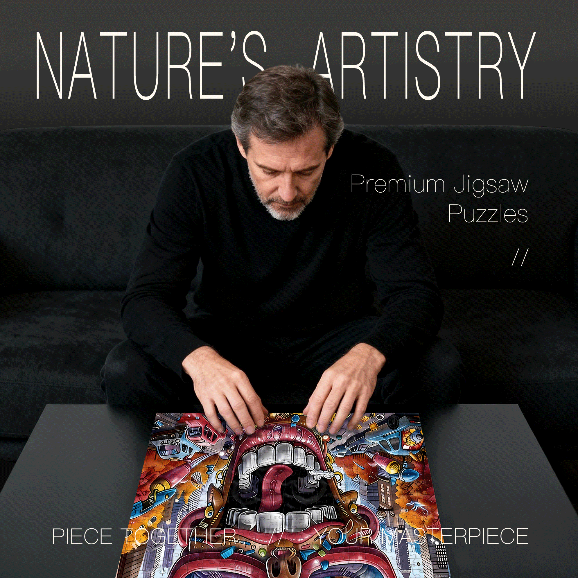 Abstract Art 500pcs/1000pcs Jigsaw Puzzle, Scratch-Resistant, Interactive Family Game & Brain-Boosting DIY Decor, Perfect for Halloween, Christmas & New Year Gifts, Family Puzzle Game