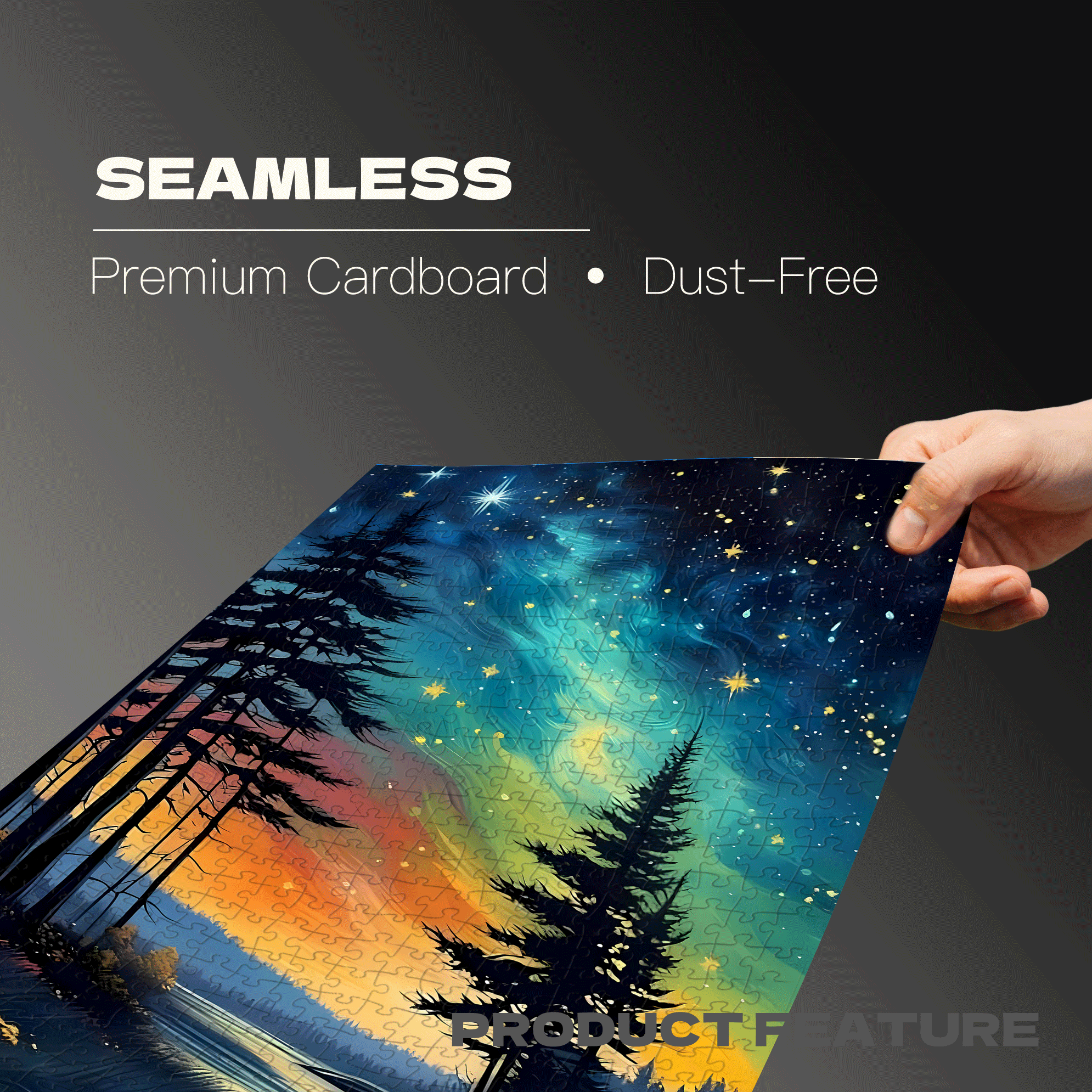Aurora Borealis Nature Landscape 500pcs/1000pcs Jigsaw Puzzle, Scratch-Resistant, Interactive Family Game & Brain-Boosting DIY Decor, Perfect for Halloween, Christmas & New Year Gifts, Family Puzzle Game