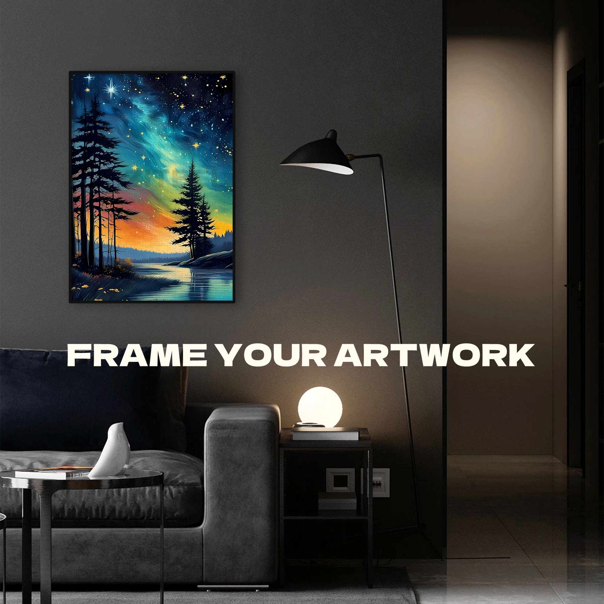 Aurora Borealis Nature Landscape 500pcs/1000pcs Jigsaw Puzzle, Scratch-Resistant, Interactive Family Game & Brain-Boosting DIY Decor, Perfect for Halloween, Christmas & New Year Gifts, Family Puzzle Game