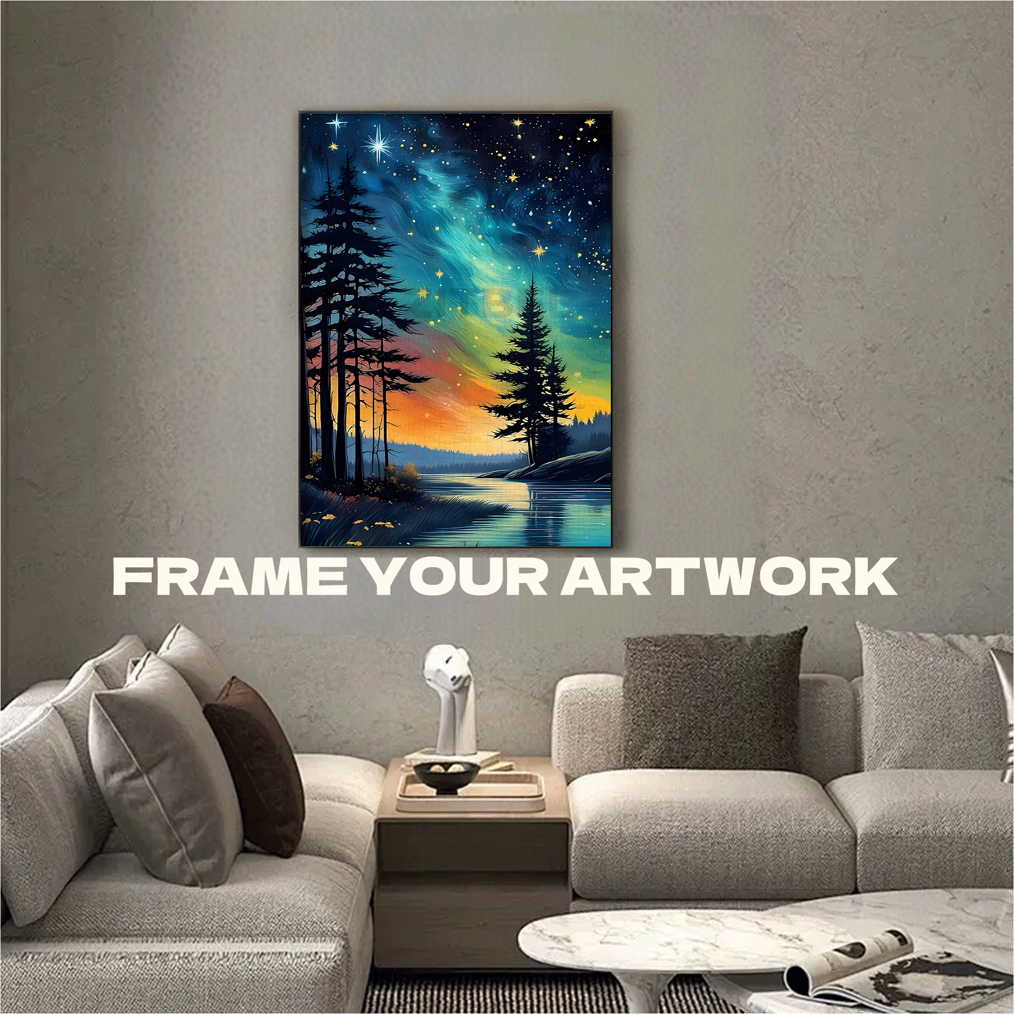 Aurora Borealis Nature Landscape 500pcs/1000pcs Jigsaw Puzzle, Scratch-Resistant, Interactive Family Game & Brain-Boosting DIY Decor, Perfect for Halloween, Christmas & New Year Gifts, Family Puzzle Game