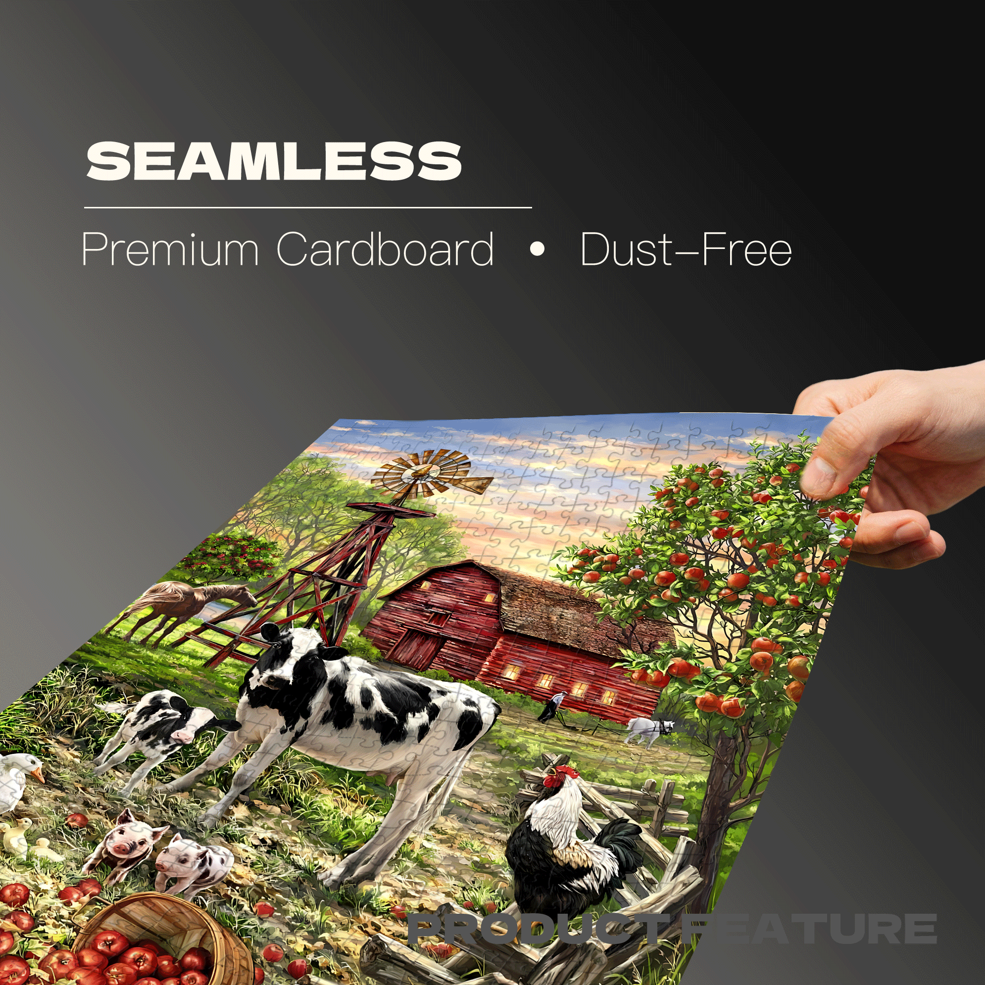 Barnyard Animals 500pcs/1000pcs Jigsaw Puzzle, Scratch-Resistant, Interactive Family Game & Brain-Boosting DIY Decor, Perfect for Halloween, Christmas & New Year Gifts, Family Puzzle Game