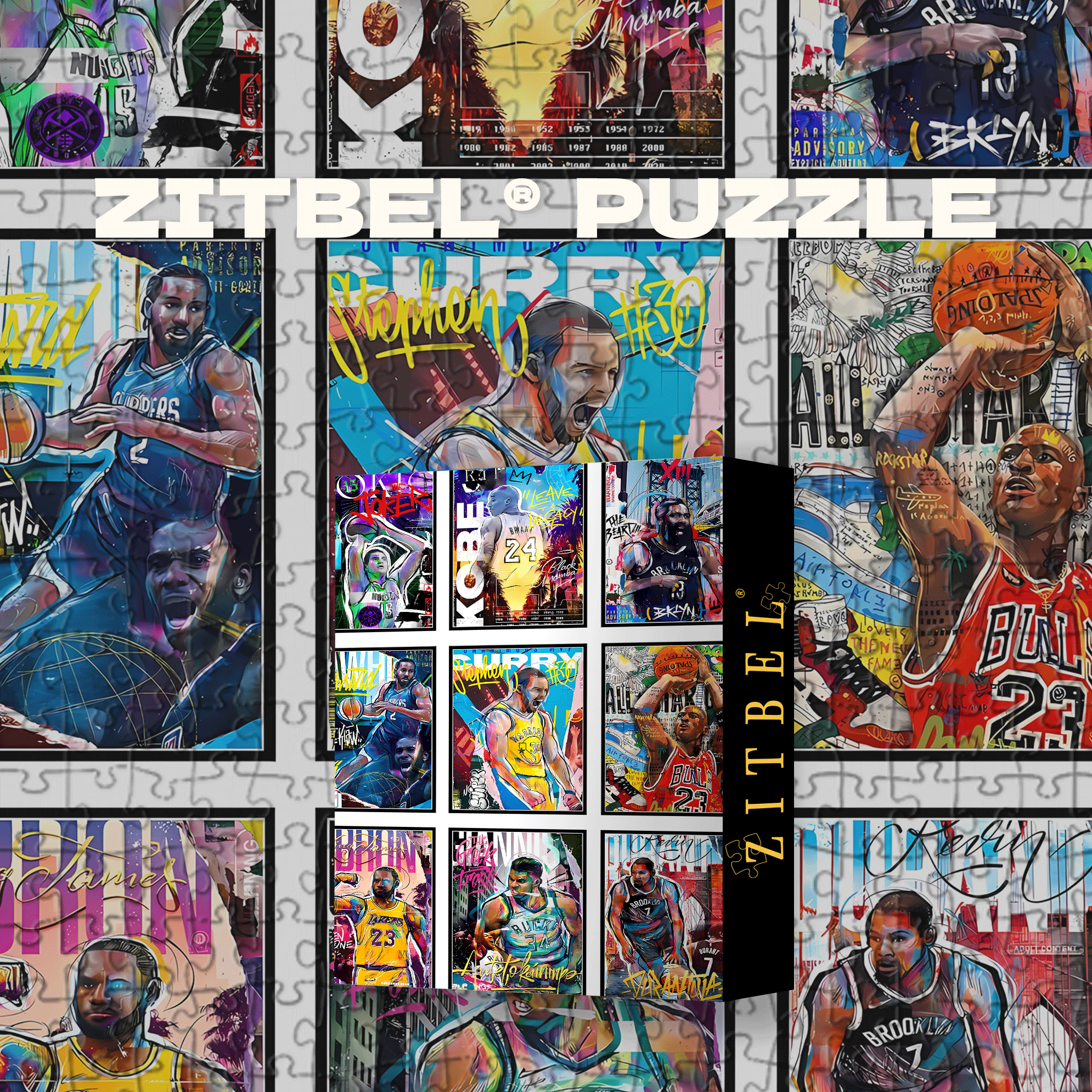 Basketball Stars Wall 500pcs/1000pcs Jigsaw Puzzle, Scratch-Resistant, Interactive Family Game & Brain-Boosting DIY Decor, Perfect for Halloween, Christmas & New Year Gifts, Family Puzzle Game