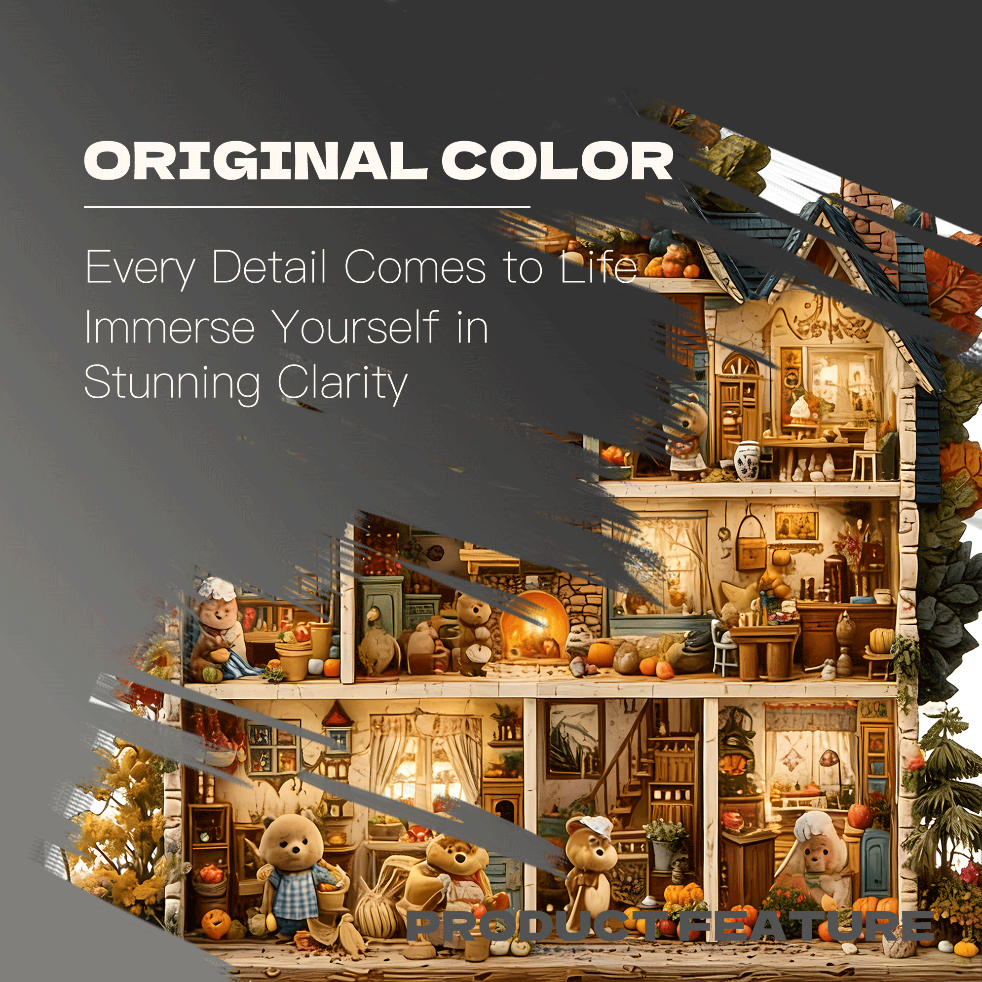 Bear House 500pcs/1000pcs Jigsaw Puzzle, Scratch-Resistant, Interactive Family Game & Brain-Boosting DIY Decor, Perfect for Halloween, Christmas & New Year Gifts, Family Puzzle Game