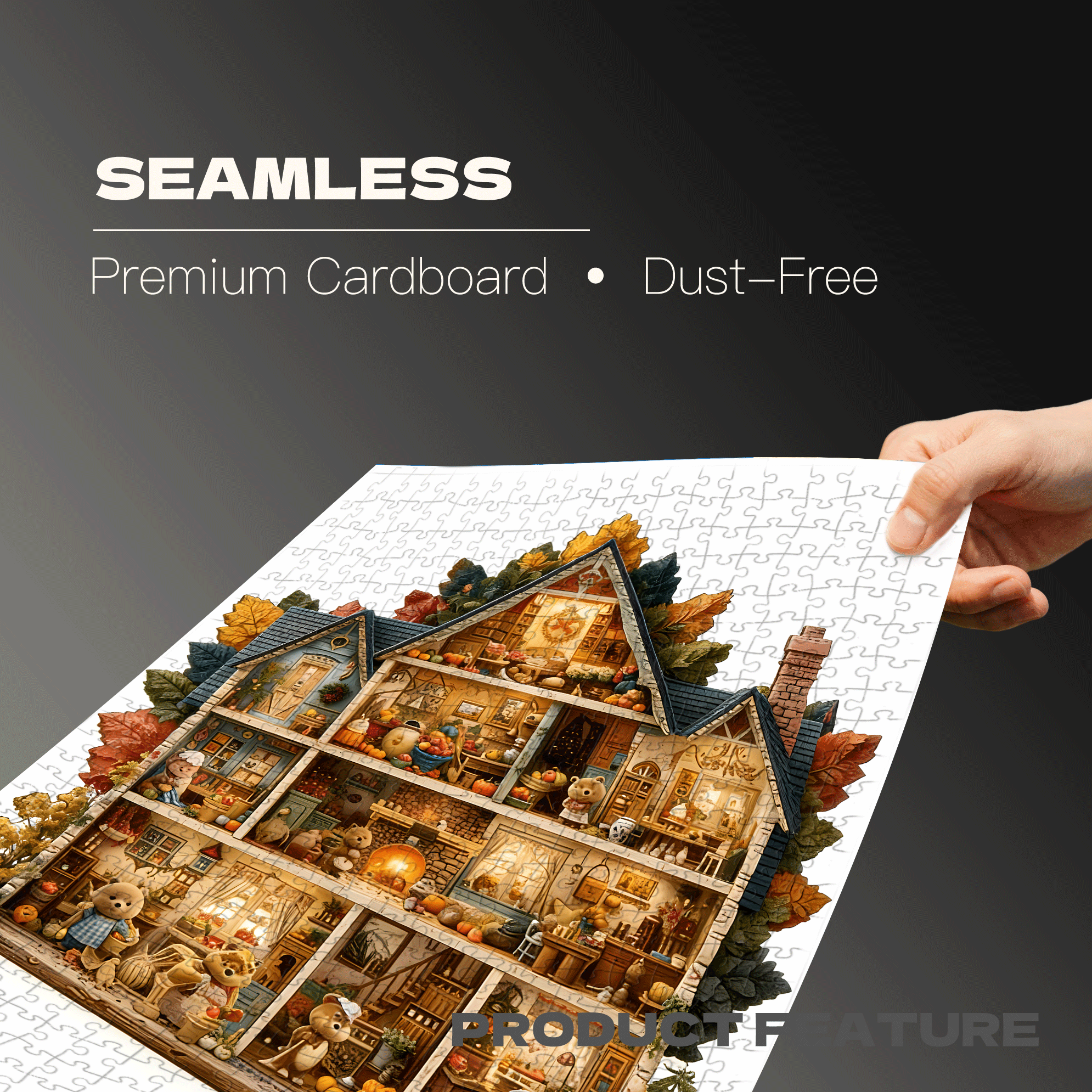 Bear House 500pcs/1000pcs Jigsaw Puzzle, Scratch-Resistant, Interactive Family Game & Brain-Boosting DIY Decor, Perfect for Halloween, Christmas & New Year Gifts, Family Puzzle Game