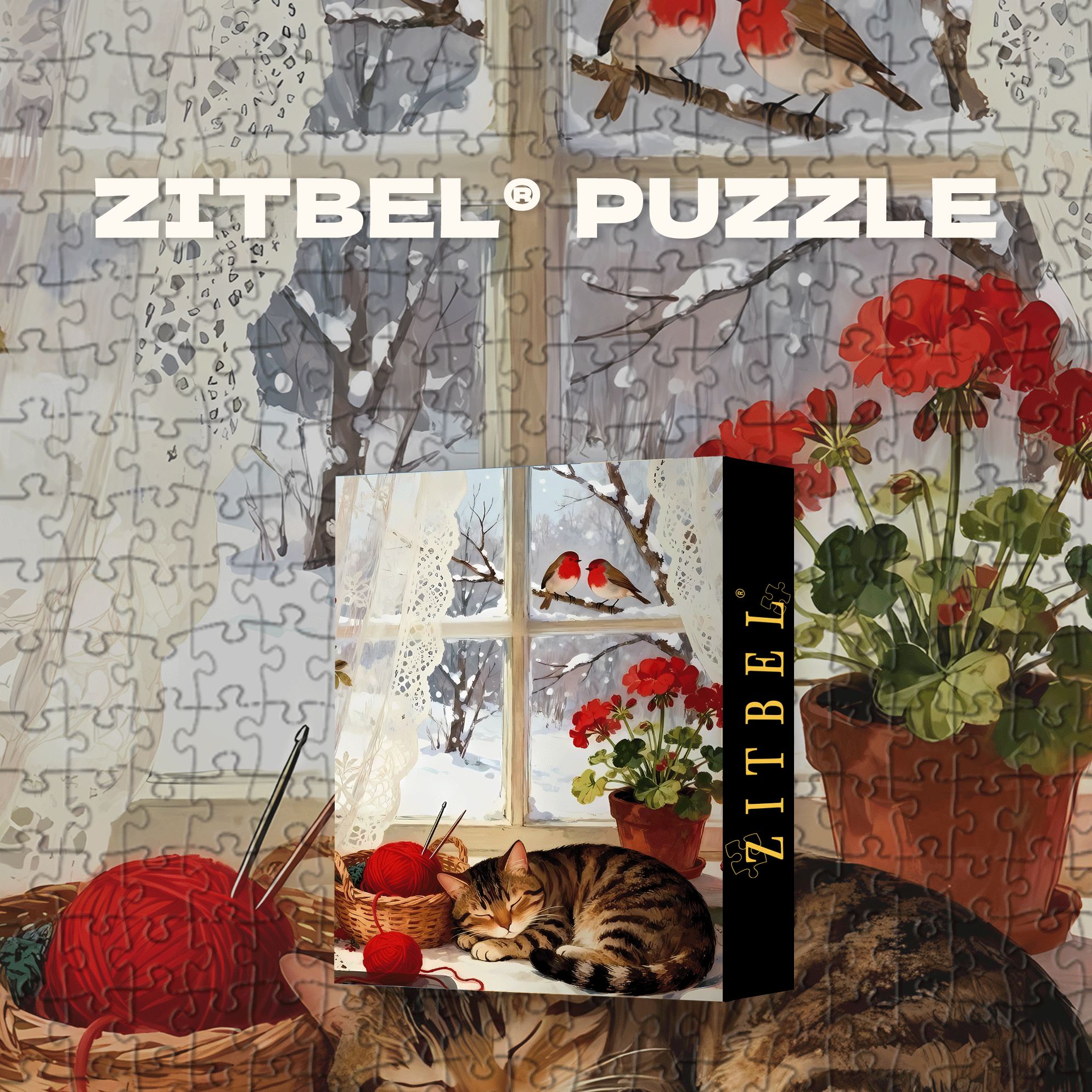 Cats Love Winter The Most 500pcs/1000pcs Jigsaw Puzzle, Scratch-Resistant, Interactive Family Game & Brain-Boosting DIY Decor, Perfect for Halloween, Christmas & New Year Gifts, Family Puzzle Game