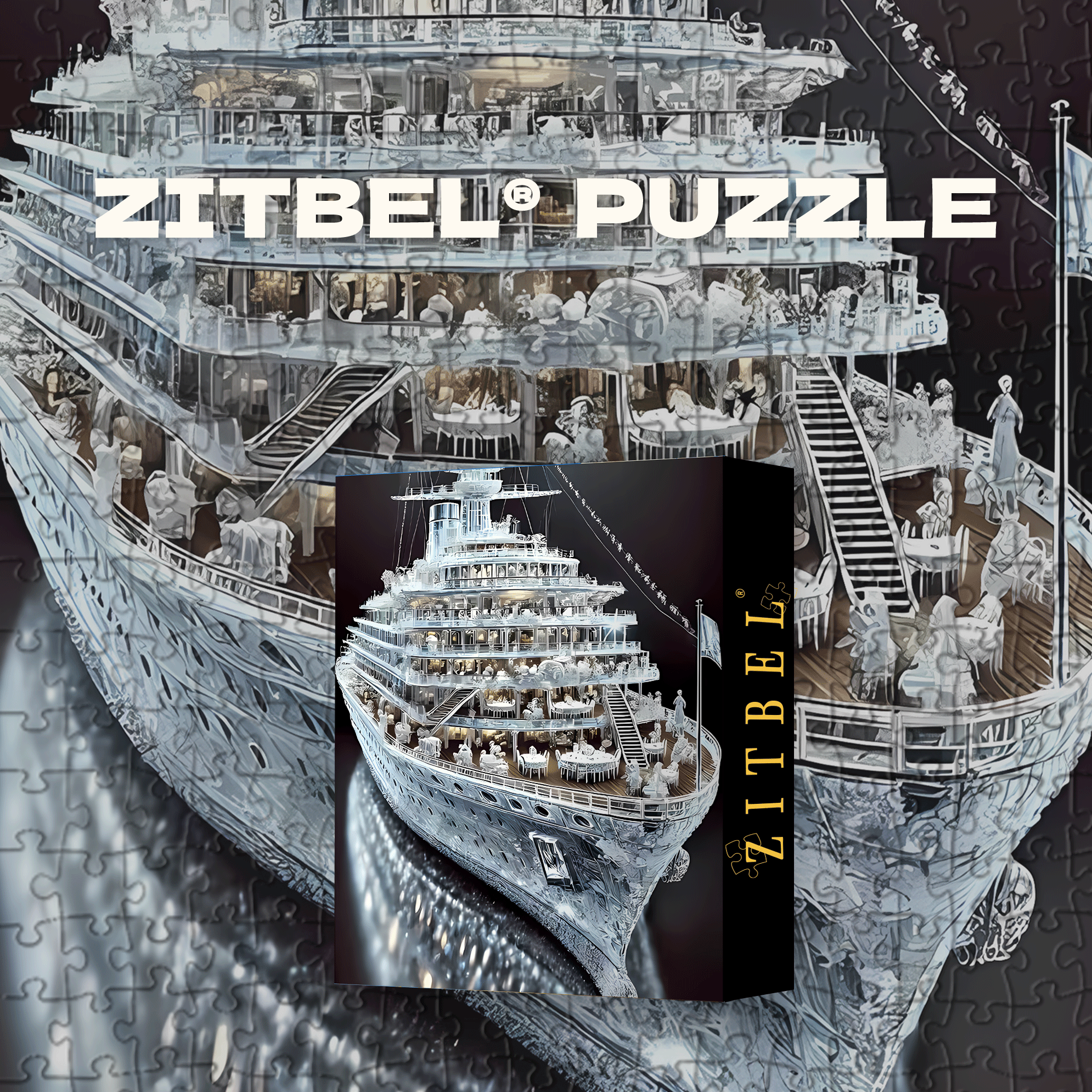 Crystal Cruise Ship 500pcs/1000pcs Jigsaw Puzzle, Scratch-Resistant, Interactive Family Game & Brain-Boosting DIY Decor, Perfect for Halloween, Christmas & New Year Gifts, Family Puzzle Game