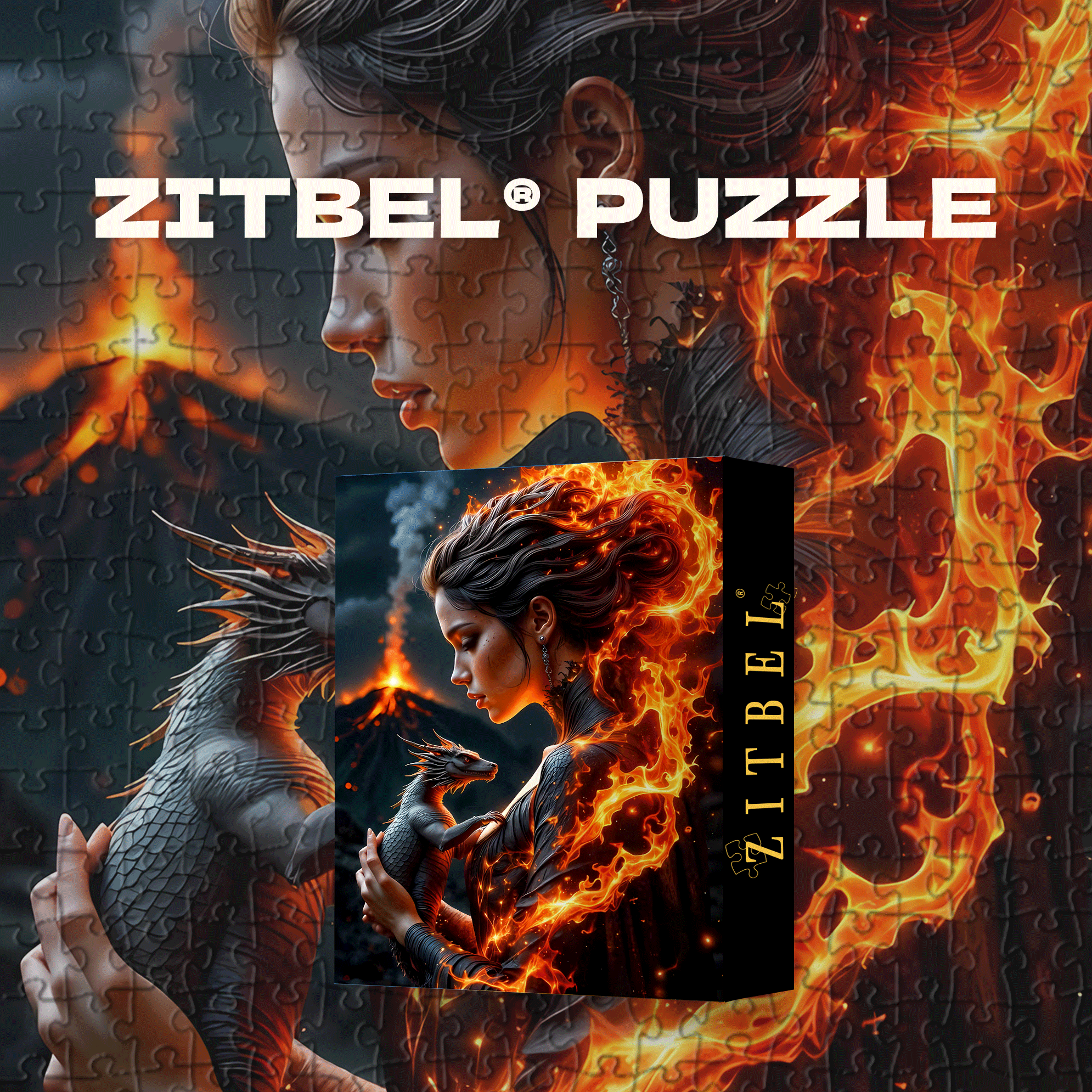 Dragon And Girl 500pcs/1000pcs Jigsaw Puzzle, Scratch-Resistant, Interactive Family Game & Brain-Boosting DIY Decor, Perfect for Halloween, Christmas & New Year Gifts, Family Puzzle Game