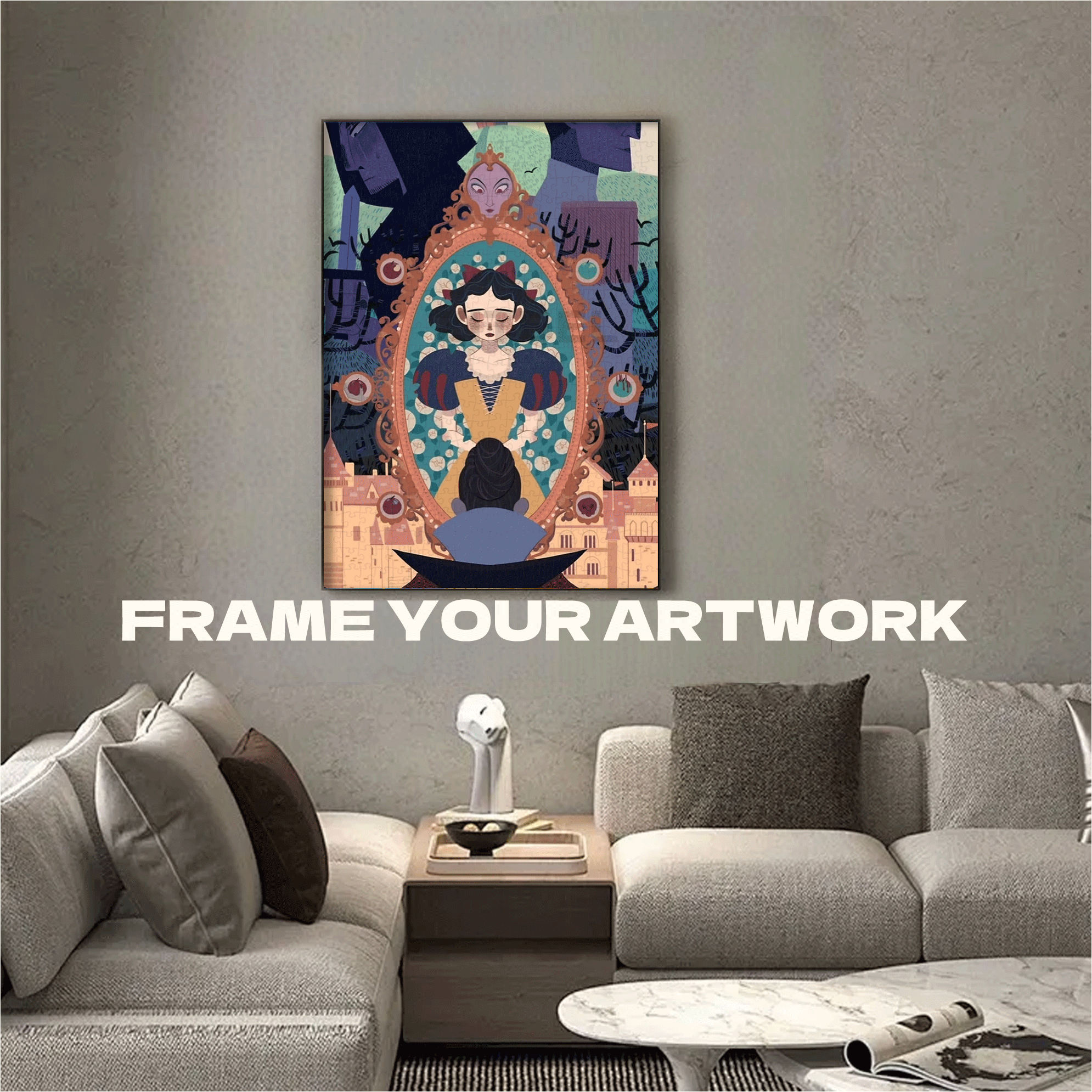 Magic Mirror 500pcs/1000pcs Jigsaw Puzzle, Scratch-Resistant, Interactive Family Game & Brain-Boosting DIY Decor, Perfect for Halloween, Christmas & New Year Gifts, Family Puzzle Game