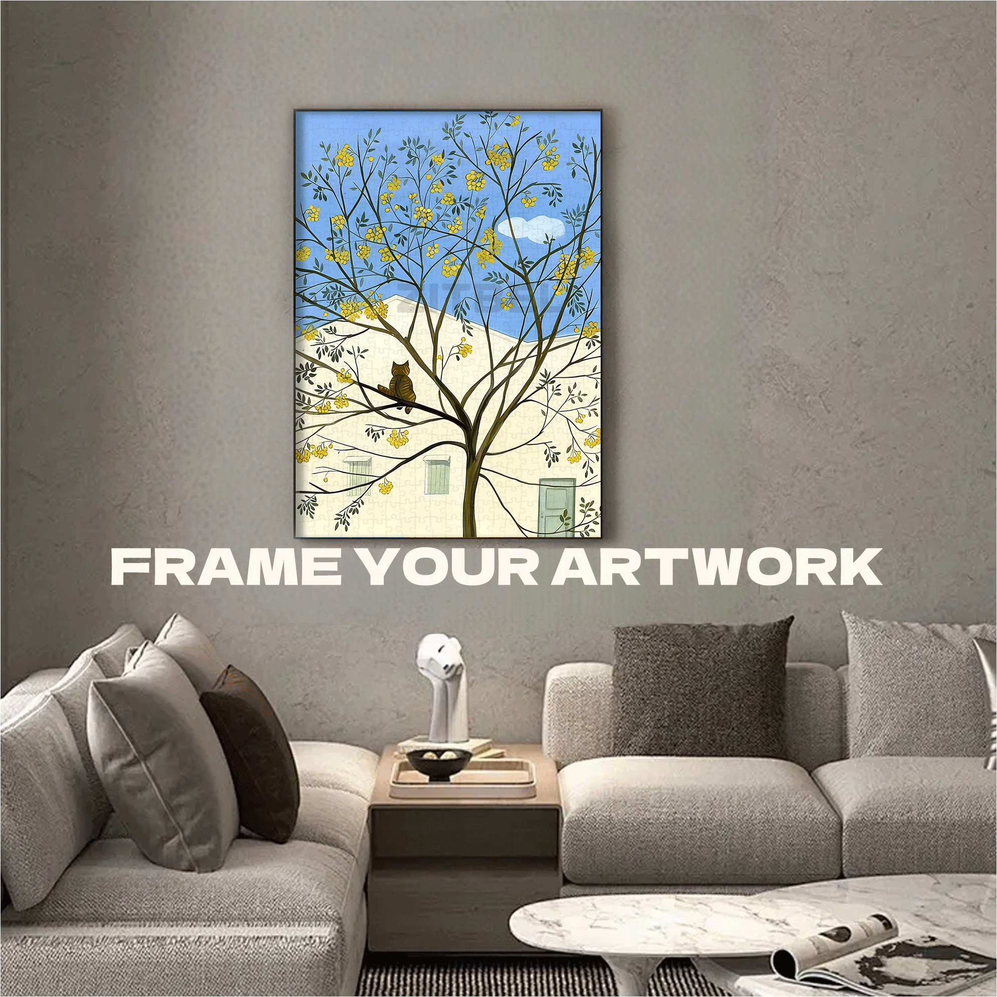 Meow's Landscape 500pcs/1000pcs Jigsaw Puzzle, Scratch-Resistant, Interactive Family Game & Brain-Boosting DIY Decor, Perfect for Halloween, Christmas & New Year Gifts, Family Puzzle Game