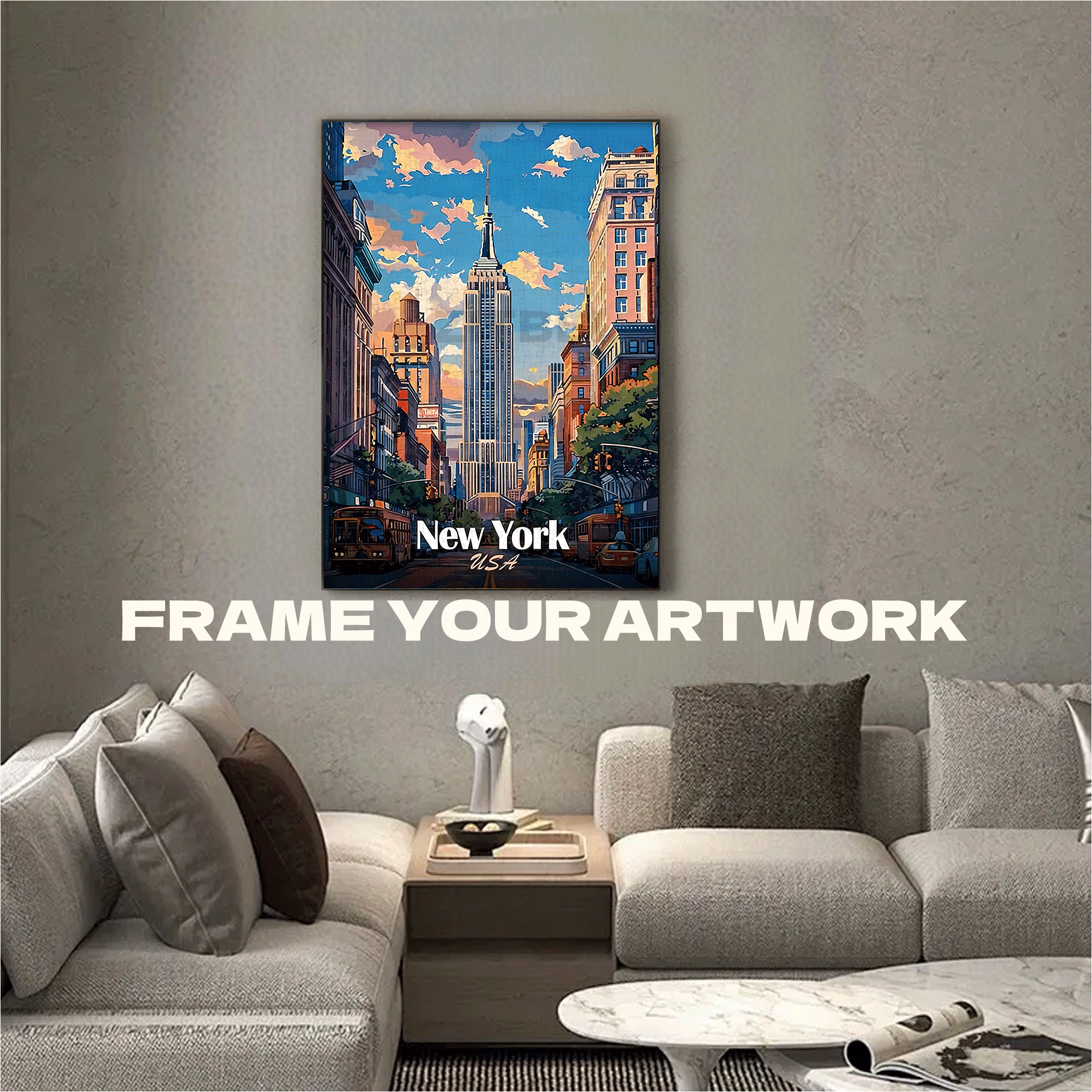 New York Cityscape Theme 500pcs/1000pcs Jigsaw Puzzle, Scratch-Resistant, Interactive Family Game & Brain-Boosting DIY Decor, Perfect for Halloween, Christmas & New Year Gifts, Family Puzzle Game