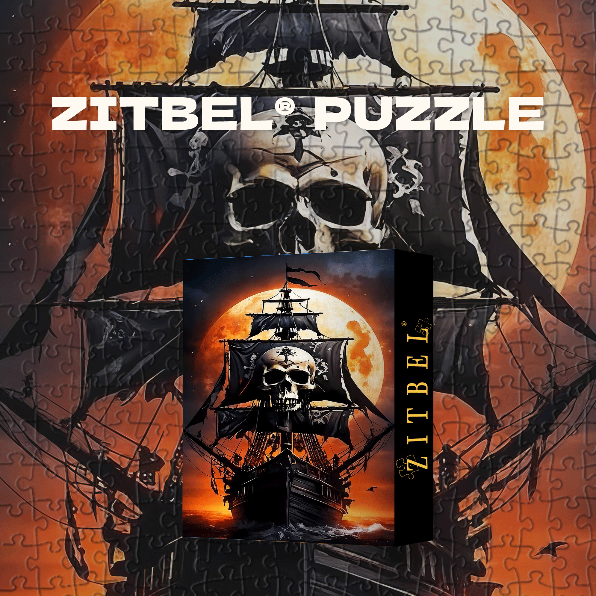 Pirate Ship 500pcs/1000pcs Jigsaw Puzzle, Scratch-Resistant, Interactive Family Game & Brain-Boosting DIY Decor, Perfect for Halloween, Christmas & New Year Gifts, Family Puzzle Game