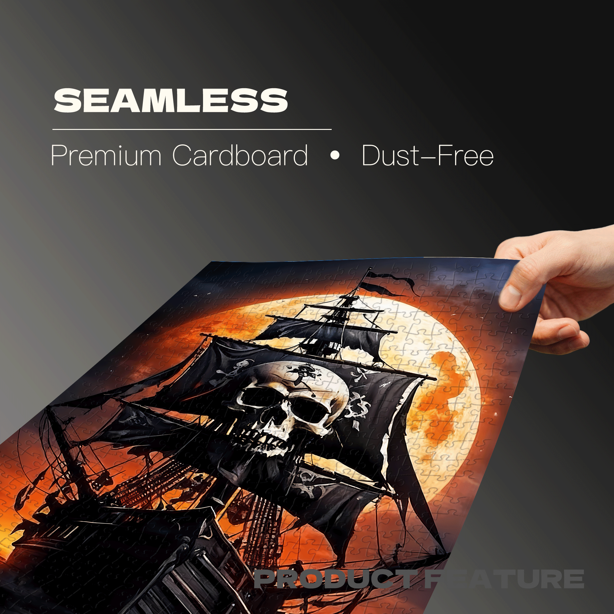 Pirate Ship 500pcs/1000pcs Jigsaw Puzzle, Scratch-Resistant, Interactive Family Game & Brain-Boosting DIY Decor, Perfect for Halloween, Christmas & New Year Gifts, Family Puzzle Game