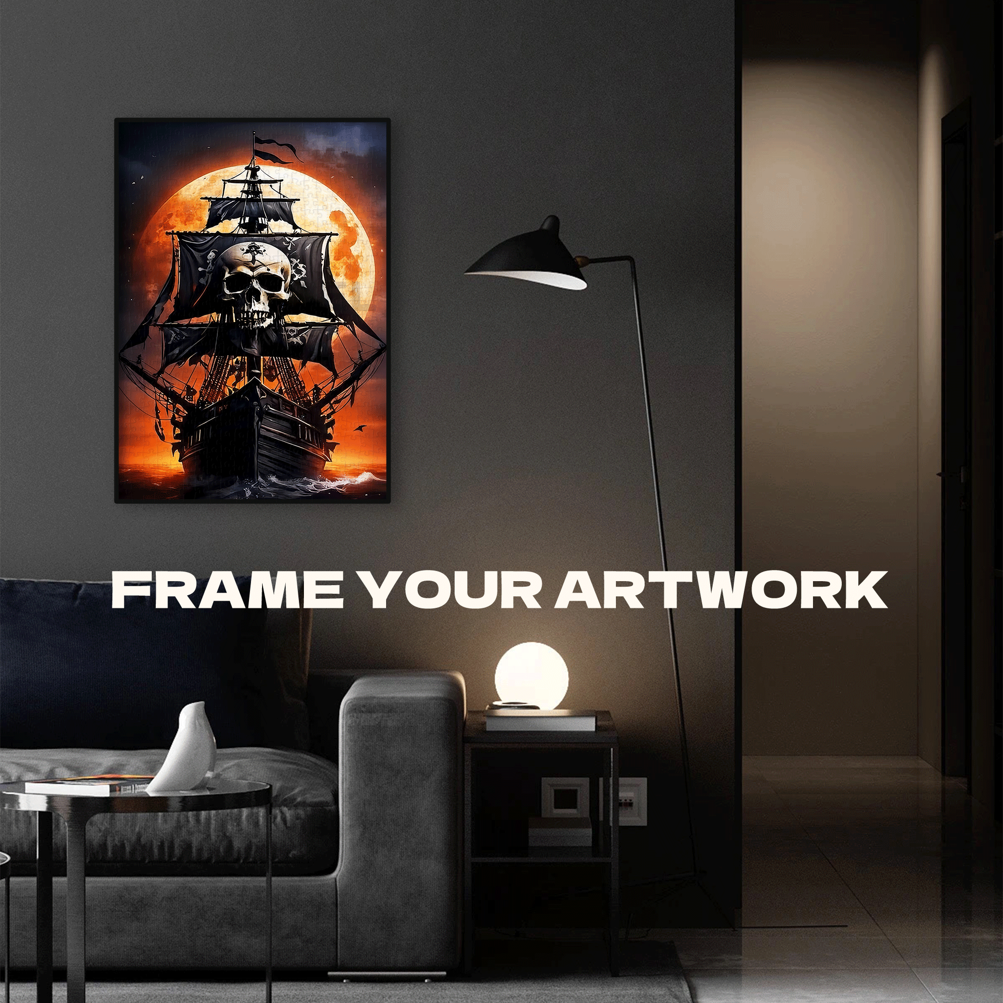 Pirate Ship 500pcs/1000pcs Jigsaw Puzzle, Scratch-Resistant, Interactive Family Game & Brain-Boosting DIY Decor, Perfect for Halloween, Christmas & New Year Gifts, Family Puzzle Game