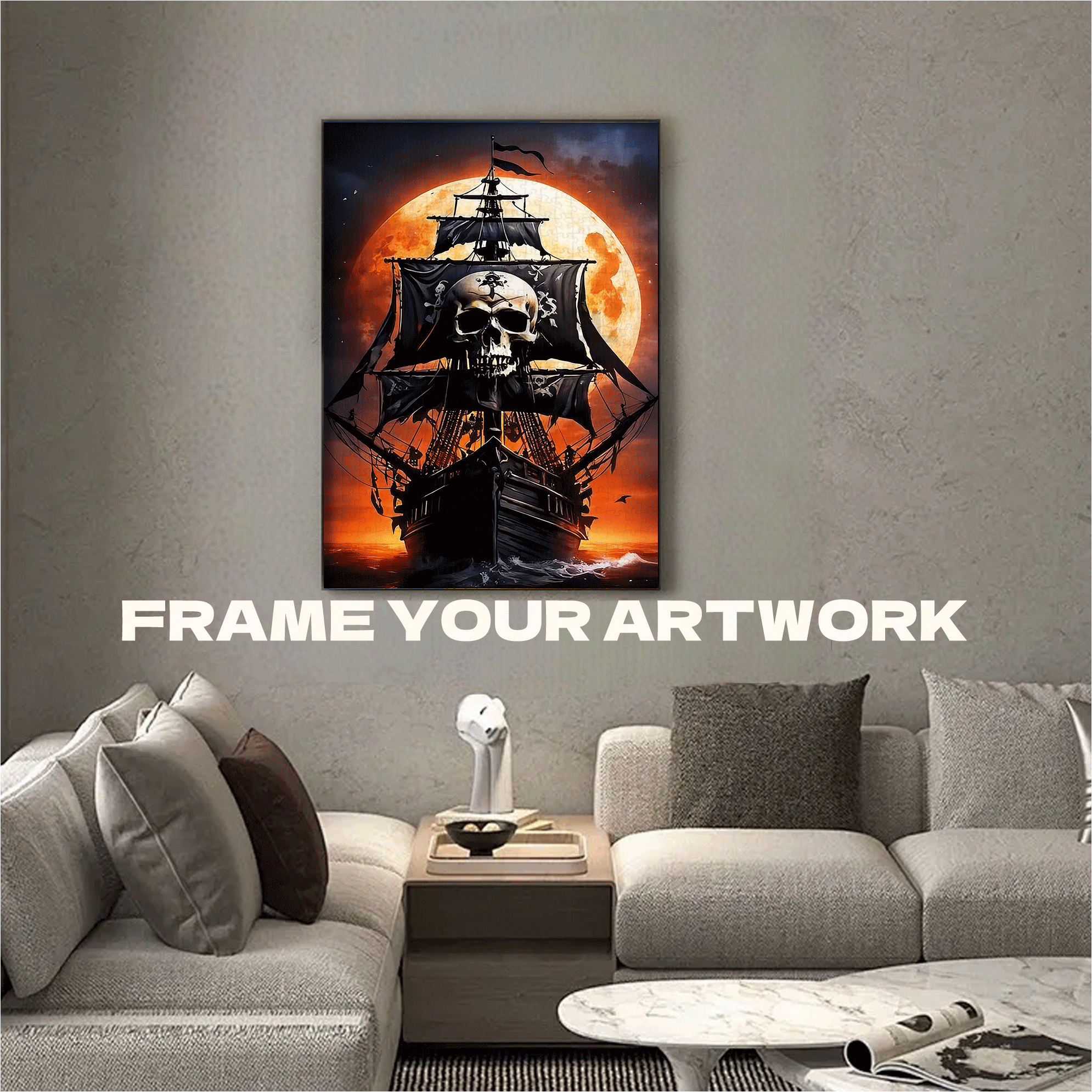 Pirate Ship 500pcs/1000pcs Jigsaw Puzzle, Scratch-Resistant, Interactive Family Game & Brain-Boosting DIY Decor, Perfect for Halloween, Christmas & New Year Gifts, Family Puzzle Game