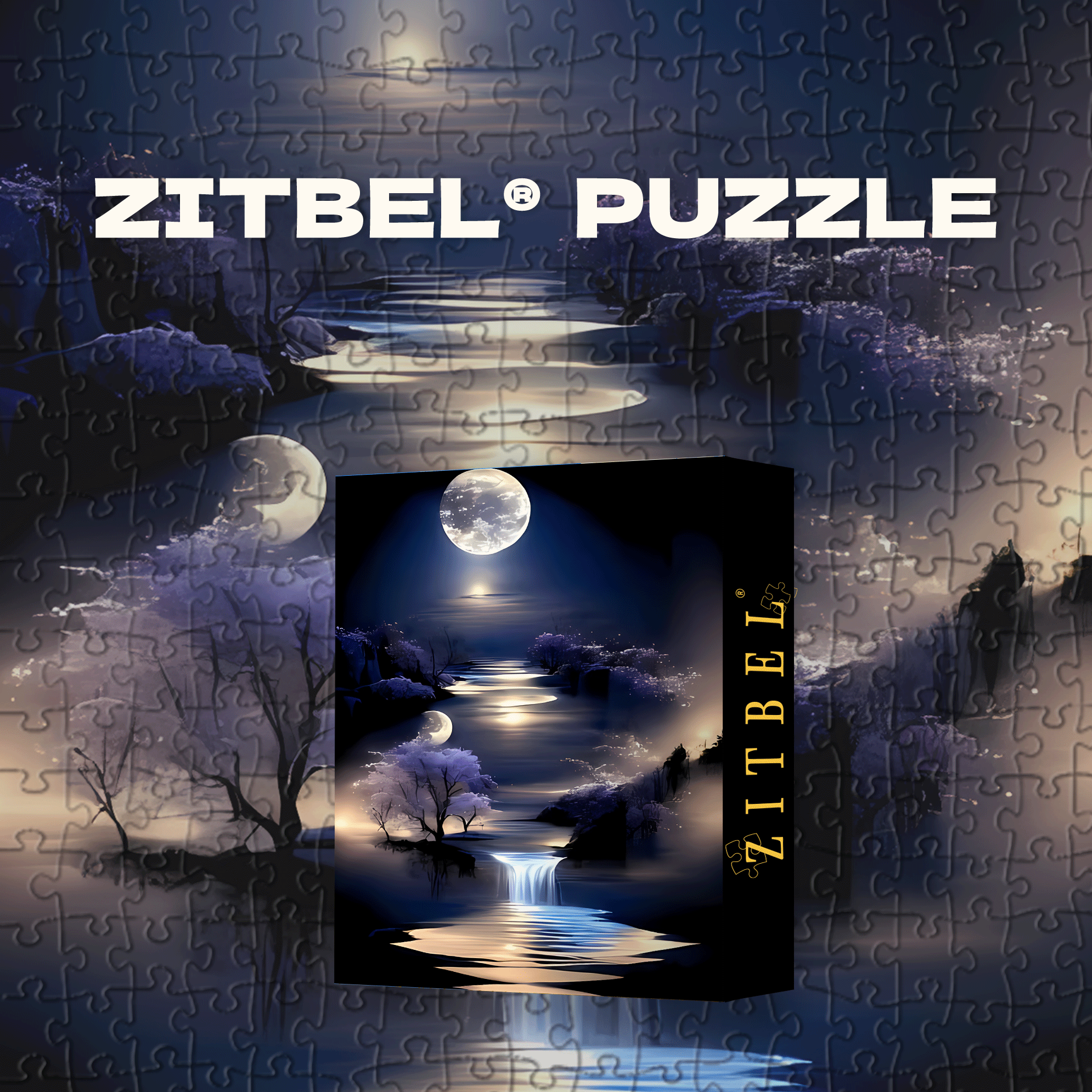 Purple Moonlight Waterfall 500pcs/1000pcs Jigsaw Puzzle, Scratch-Resistant, Interactive Family Game & Brain-Boosting DIY Decor, Perfect for Halloween, Christmas & New Year Gifts, Family Puzzle Game