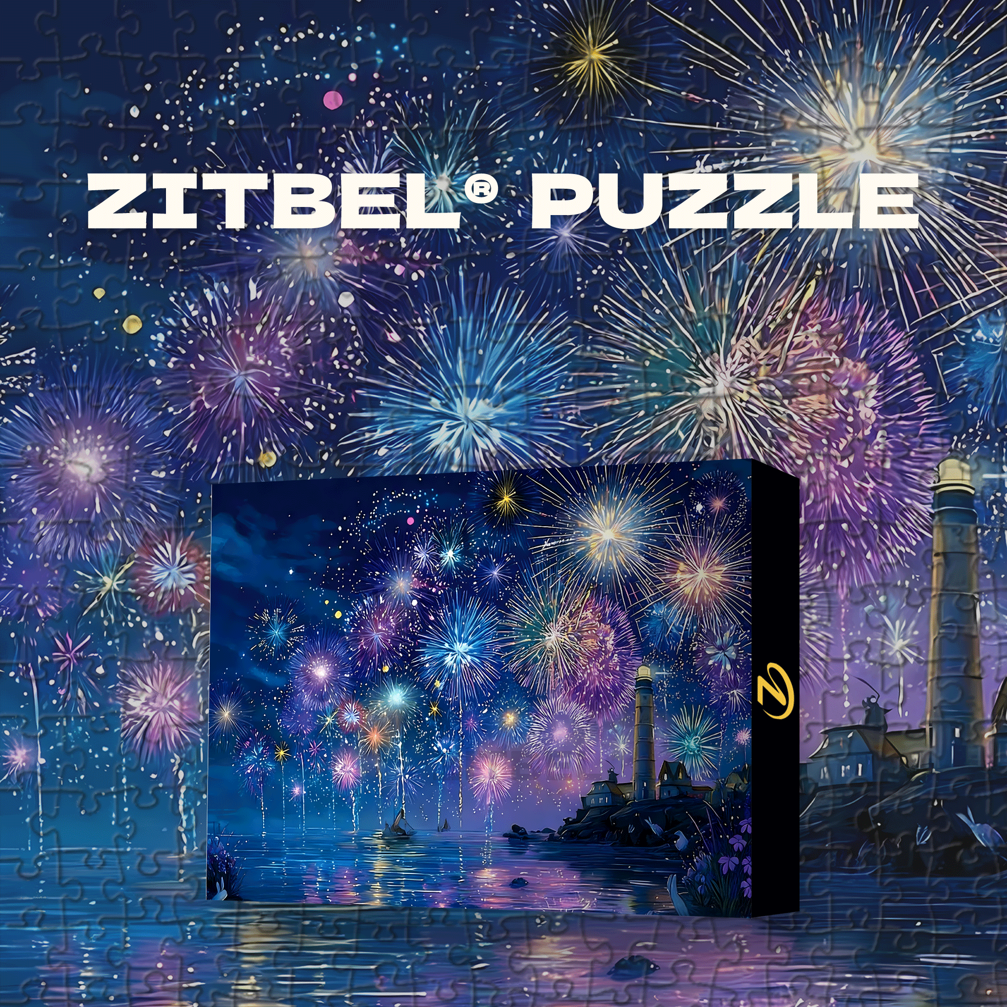 A Lighthouse Fireworks 500pcs/1000pcs Jigsaw Puzzle, Scratch-Resistant, Interactive Family Game & Brain-Boosting DIY Decor, Perfect for Halloween, Christmas & New Year Gifts, Family Puzzle Game