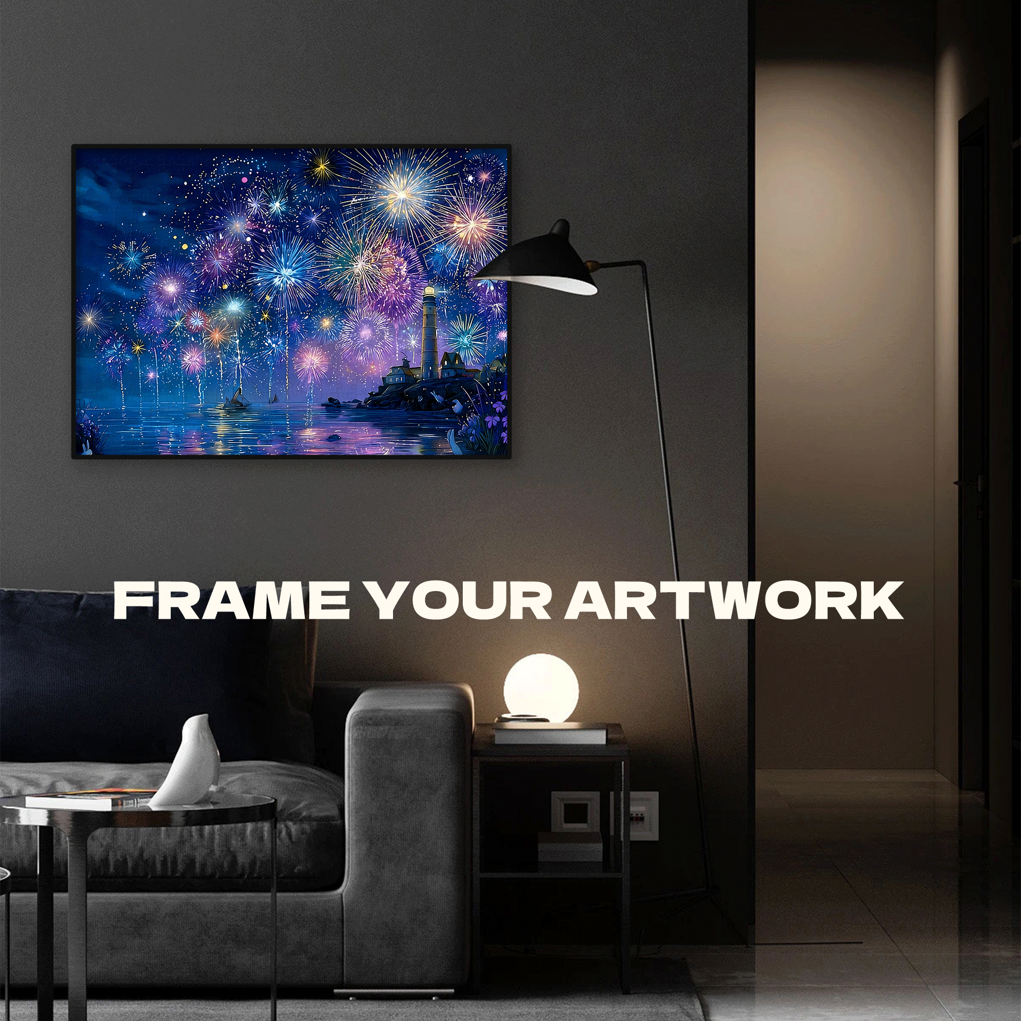 A Lighthouse Fireworks 500pcs/1000pcs Jigsaw Puzzle, Scratch-Resistant, Interactive Family Game & Brain-Boosting DIY Decor, Perfect for Halloween, Christmas & New Year Gifts, Family Puzzle Game