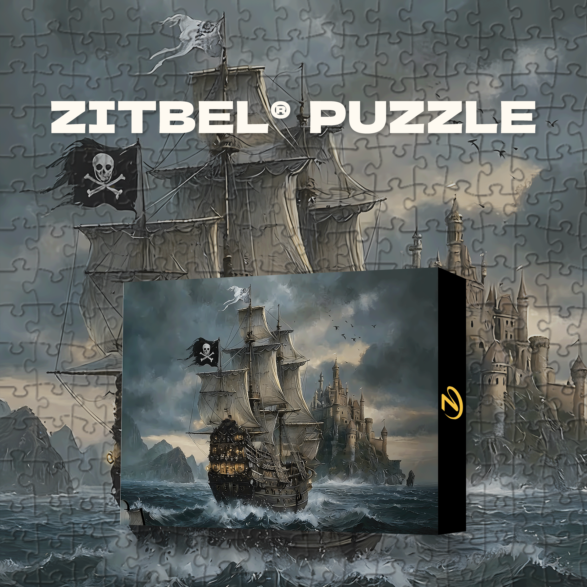 A Pirate Sailing Ship 500pcs/1000pcs Jigsaw Puzzle, Scratch-Resistant, Interactive Family Game & Brain-Boosting DIY Decor, Perfect for Halloween, Christmas & New Year Gifts, Family Puzzle Game