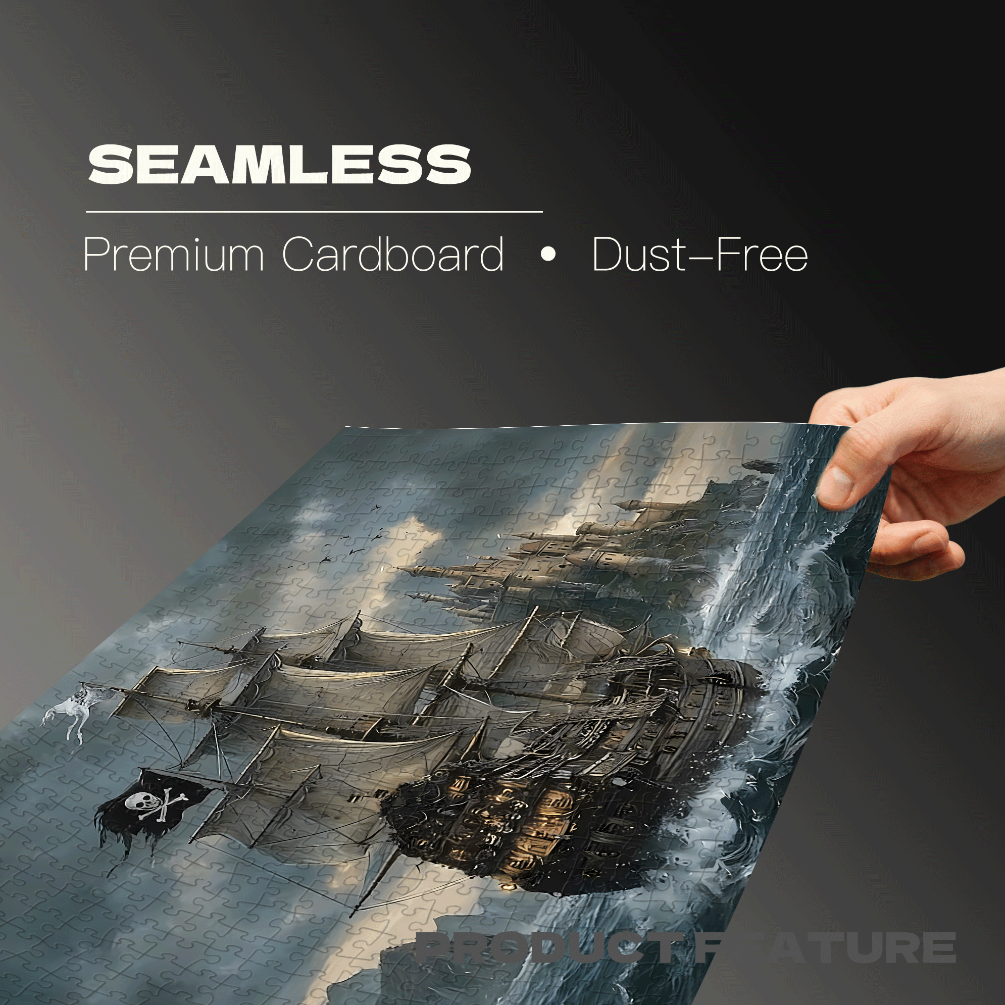 A Pirate Sailing Ship 500pcs/1000pcs Jigsaw Puzzle, Scratch-Resistant, Interactive Family Game & Brain-Boosting DIY Decor, Perfect for Halloween, Christmas & New Year Gifts, Family Puzzle Game
