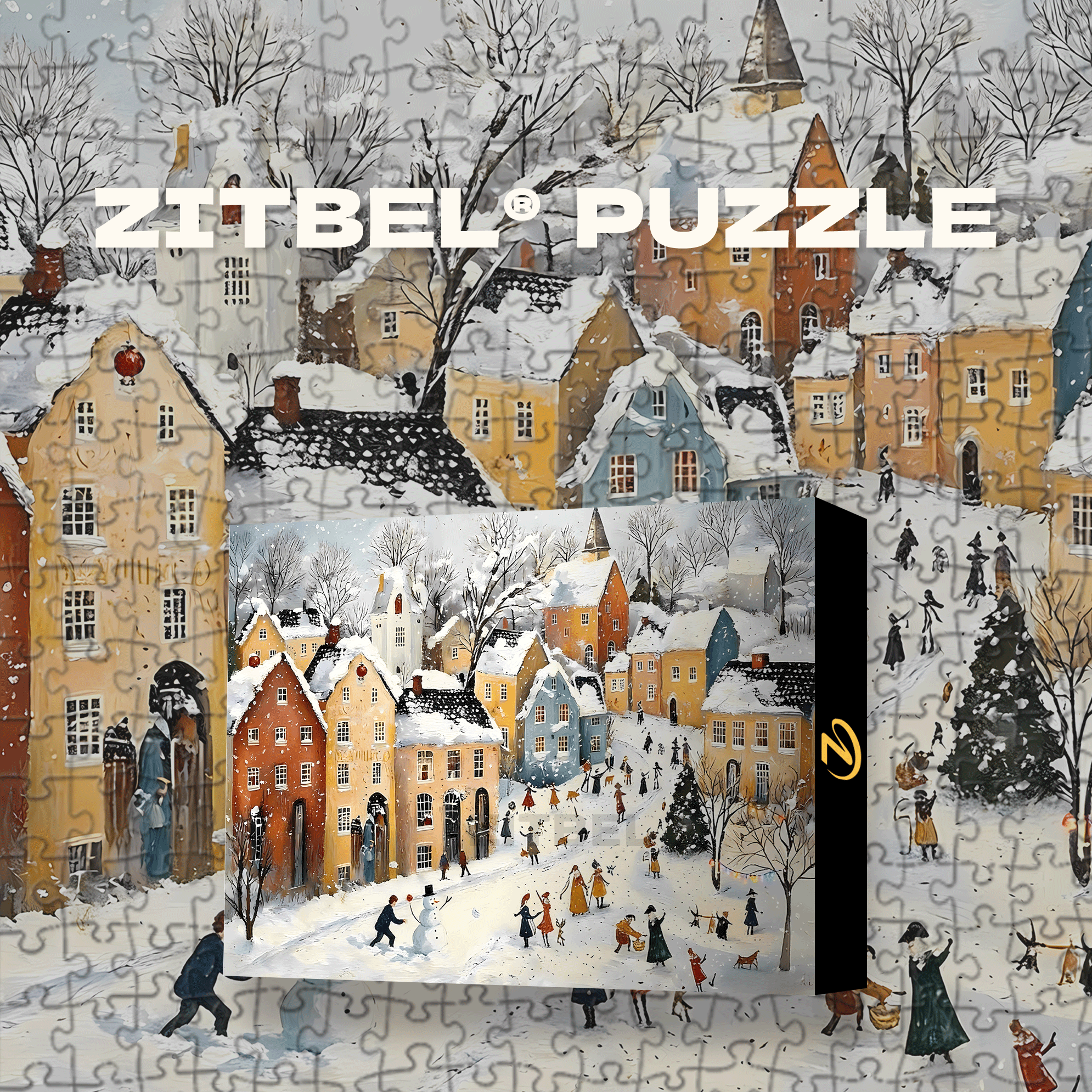 A Winter Carnival In A Snow-covered Town 500pcs/1000pcs Jigsaw Puzzle, Scratch-Resistant, Interactive Family Game & Brain-Boosting DIY Decor, Perfect for Halloween, Christmas & New Year Gifts, Family Puzzle Game