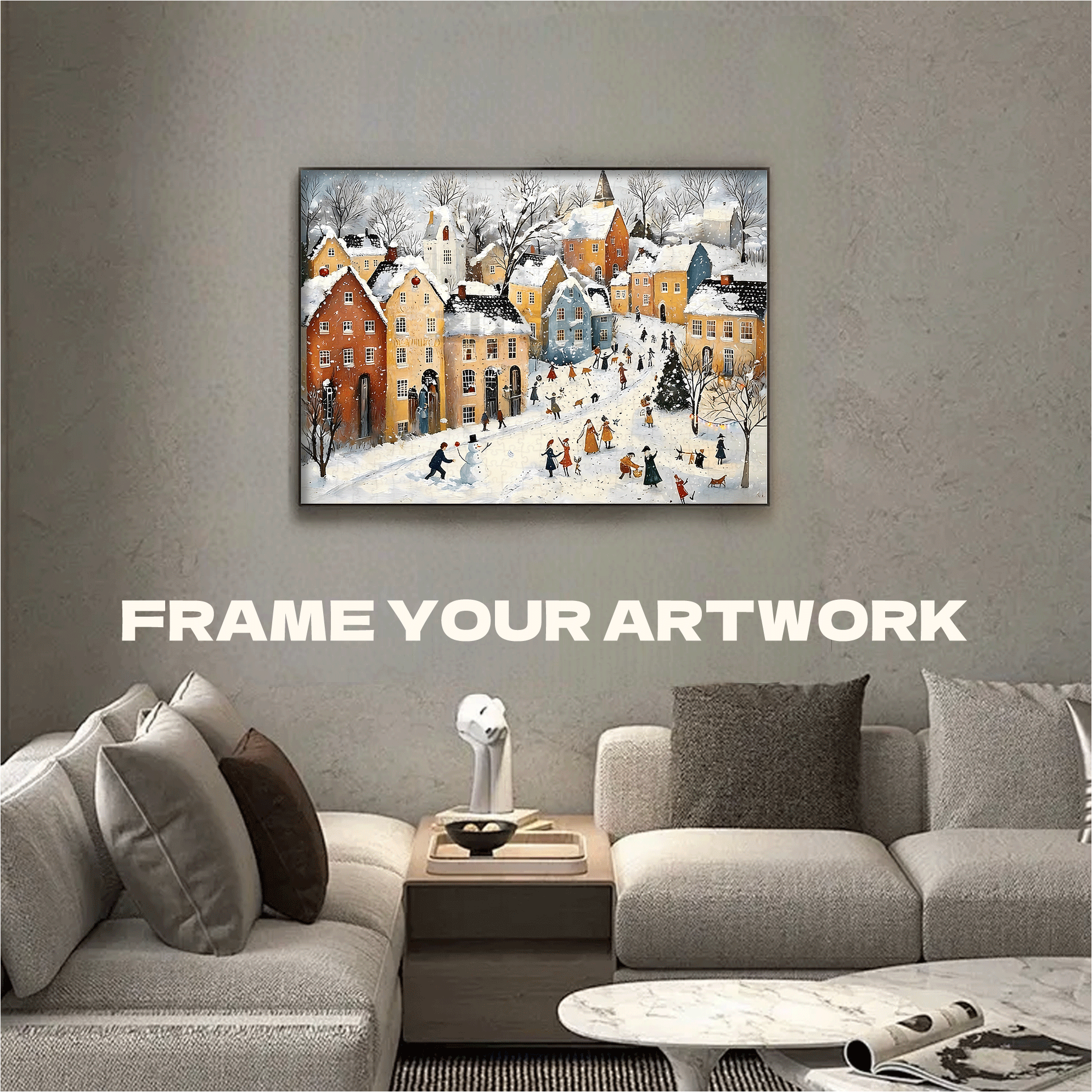 A Winter Carnival In A Snow-covered Town 500pcs/1000pcs Jigsaw Puzzle, Scratch-Resistant, Interactive Family Game & Brain-Boosting DIY Decor, Perfect for Halloween, Christmas & New Year Gifts, Family Puzzle Game