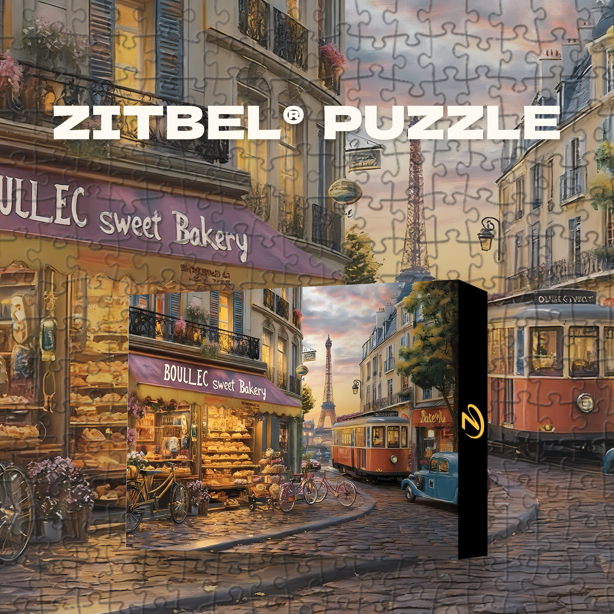 An Eiffel Tower Street and Cake Shop 500pcs/1000pcs Jigsaw Puzzle, Scratch-Resistant, Interactive Family Game & Brain-Boosting DIY Decor, Perfect for Halloween, Christmas & New Year Gifts, Family Puzzle Game