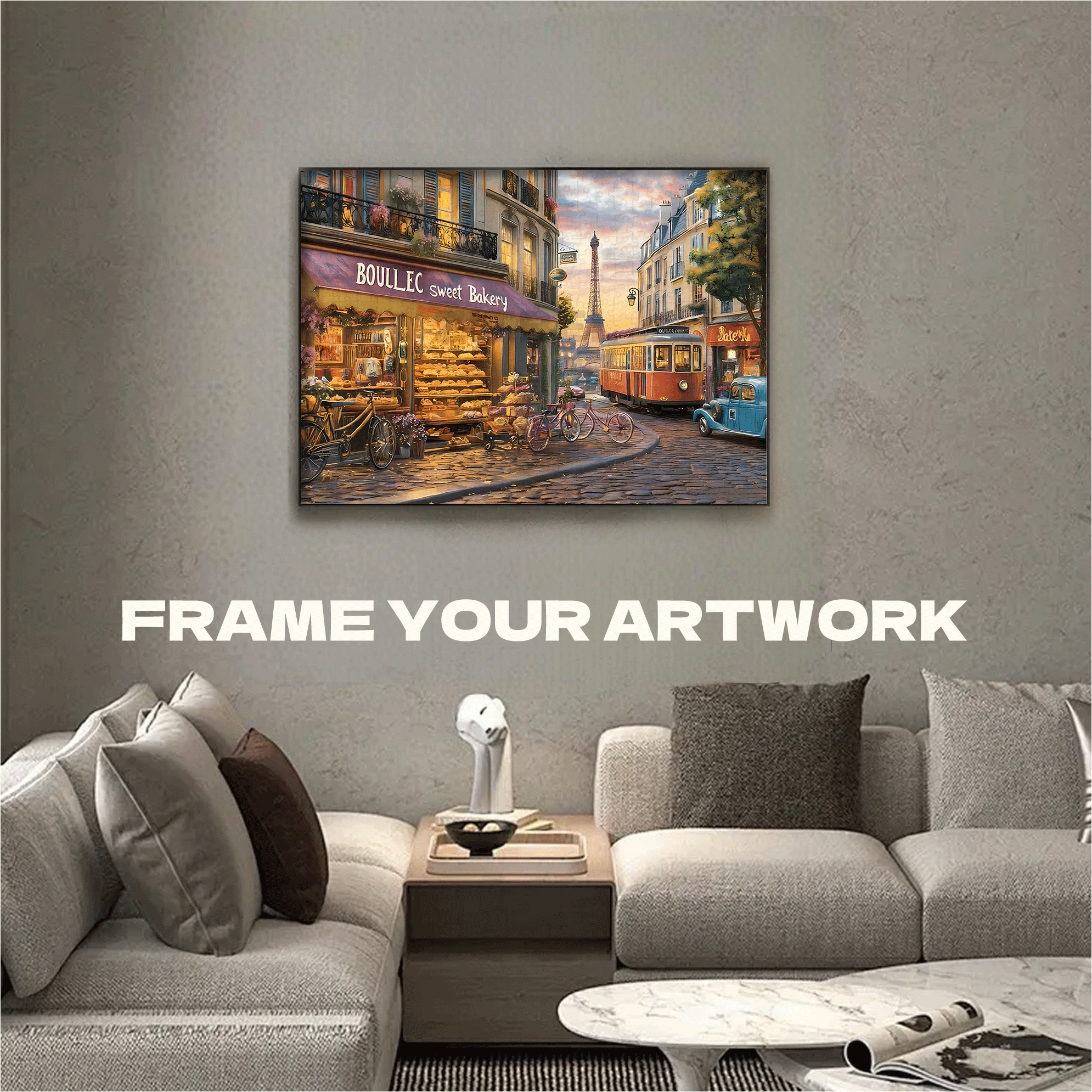 An Eiffel Tower Street and Cake Shop 500pcs/1000pcs Jigsaw Puzzle, Scratch-Resistant, Interactive Family Game & Brain-Boosting DIY Decor, Perfect for Halloween, Christmas & New Year Gifts, Family Puzzle Game