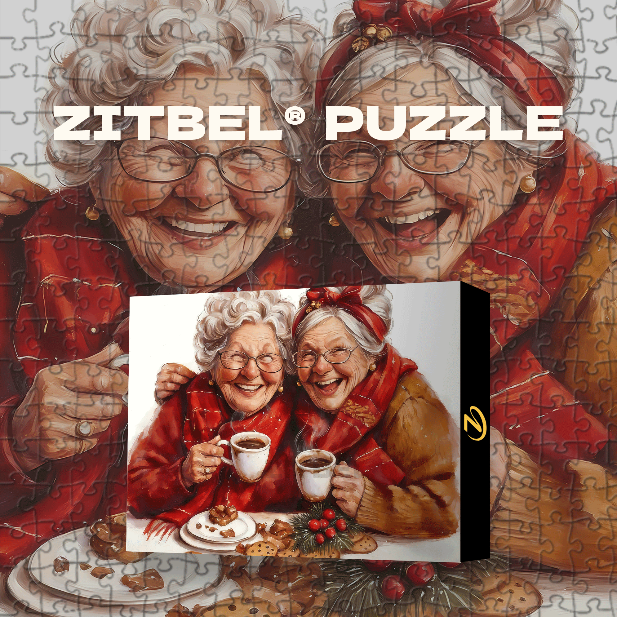 Christmas Funny Old Ladies 500pcs/1000pcs Jigsaw Puzzle, Scratch-Resistant, Interactive Family Game & Brain-Boosting DIY Decor, Perfect for Halloween, Christmas & New Year Gifts, Family Puzzle Game