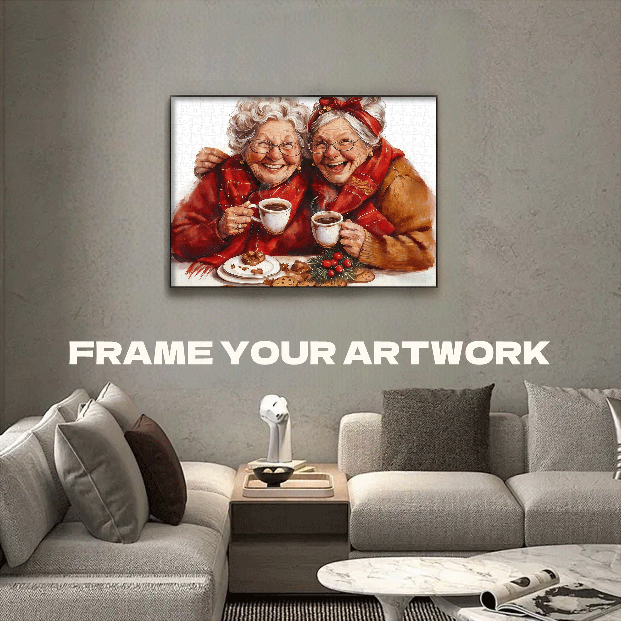 Christmas Funny Old Ladies 500pcs/1000pcs Jigsaw Puzzle, Scratch-Resistant, Interactive Family Game & Brain-Boosting DIY Decor, Perfect for Halloween, Christmas & New Year Gifts, Family Puzzle Game