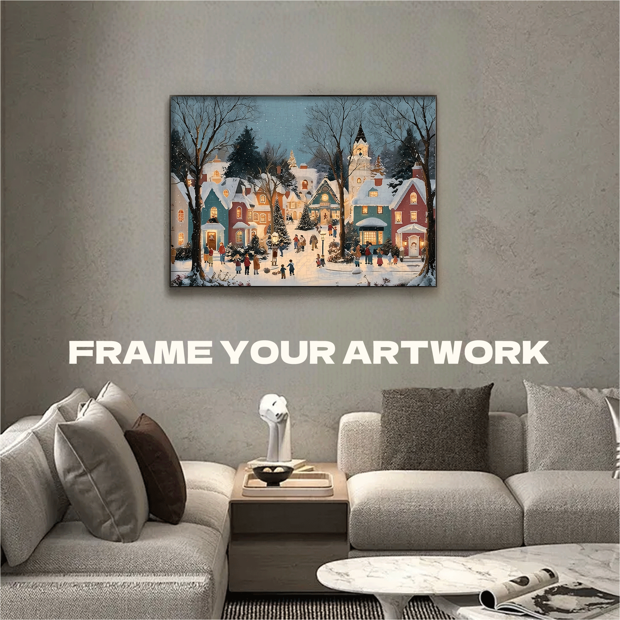 Christmas Snow Village 500pcs/1000pcs Jigsaw Puzzle, Scratch-Resistant, Interactive Family Game & Brain-Boosting DIY Decor, Perfect for Halloween, Christmas & New Year Gifts, Family Puzzle Game