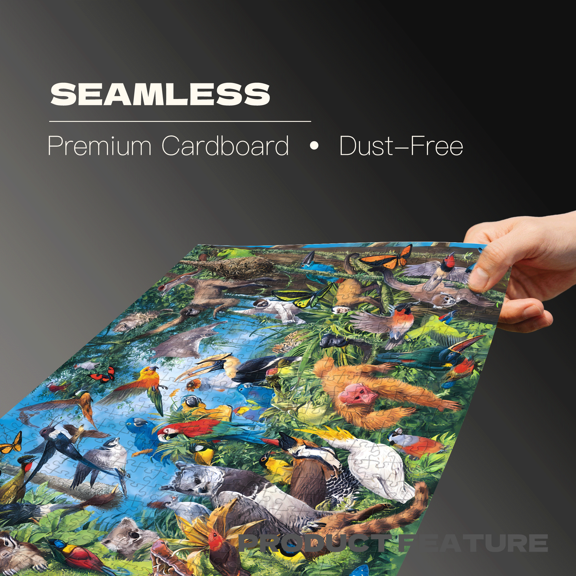 Rainforest Wildlife Assembly 500pcs/1000pcs Jigsaw Puzzle, Scratch-Resistant, Interactive Family Game & Brain-Boosting DIY Decor, Perfect for Halloween, Christmas & New Year Gifts, Family Puzzle Game
