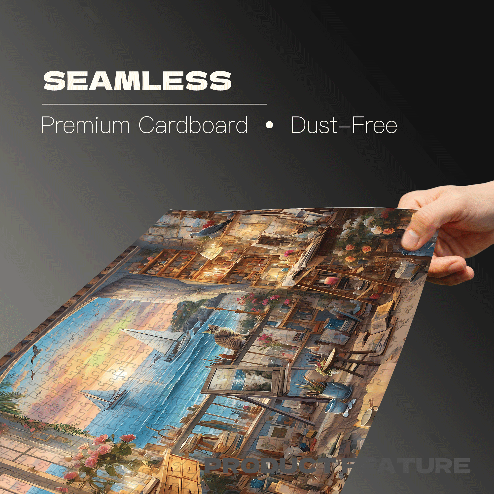 Scenic Ocean Sunset 500pcs/1000pcs Jigsaw Puzzle, Scratch-Resistant, Interactive Family Game & Brain-Boosting DIY Decor, Perfect for Halloween, Christmas & New Year Gifts, Family Puzzle Game