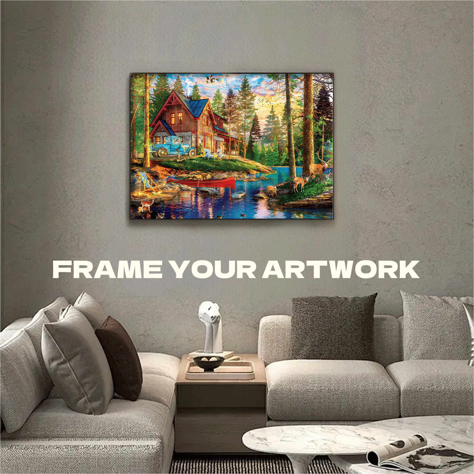 Scenice Lake Cabin 500pcs/1000pcs Jigsaw Puzzle, Scratch-Resistant, Interactive Family Game & Brain-Boosting DIY Decor, Perfect for Halloween, Christmas & New Year Gifts, Family Puzzle Game